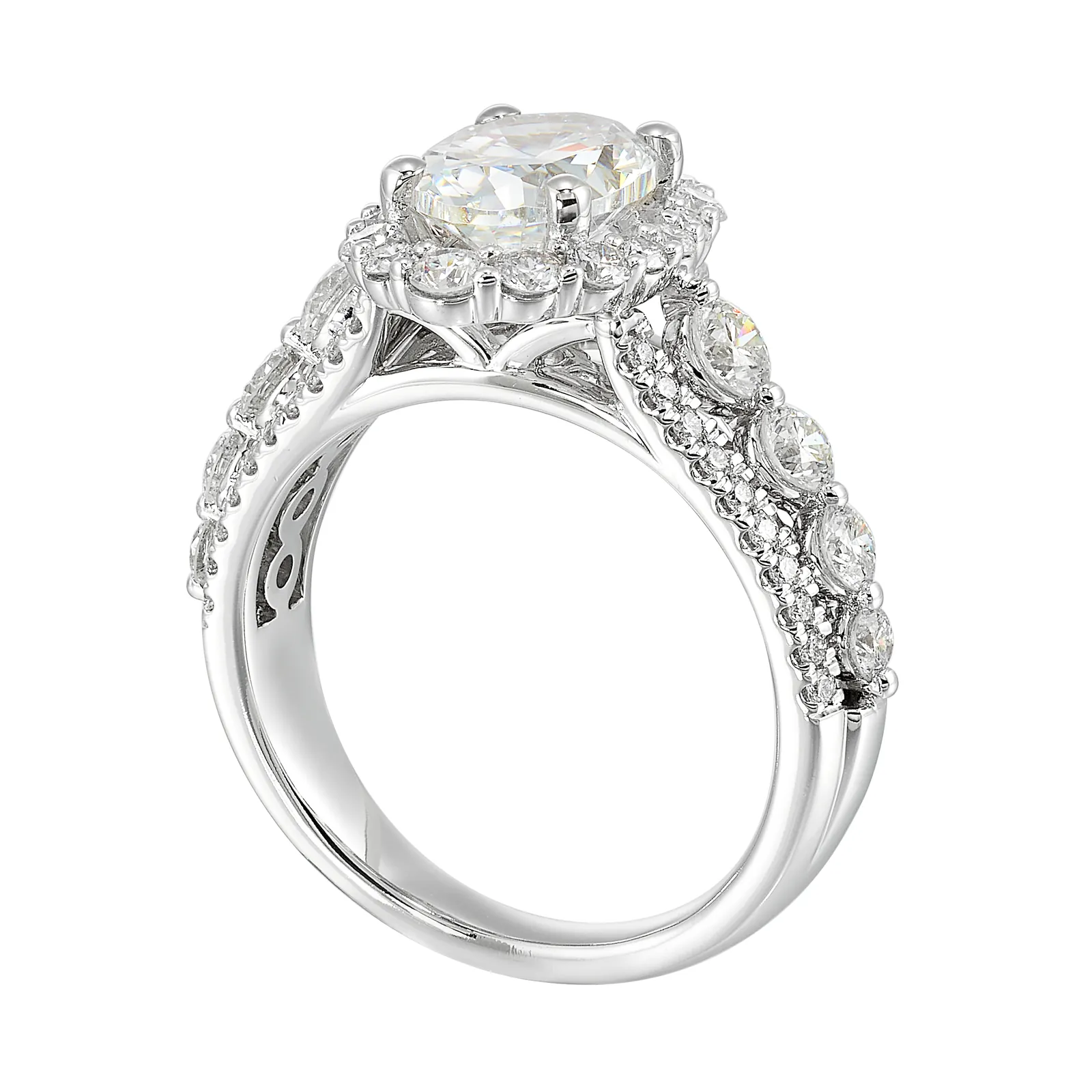 14Kt White Semi Mount 1 1/4Ctw For 2Ctw Oval Center view 3