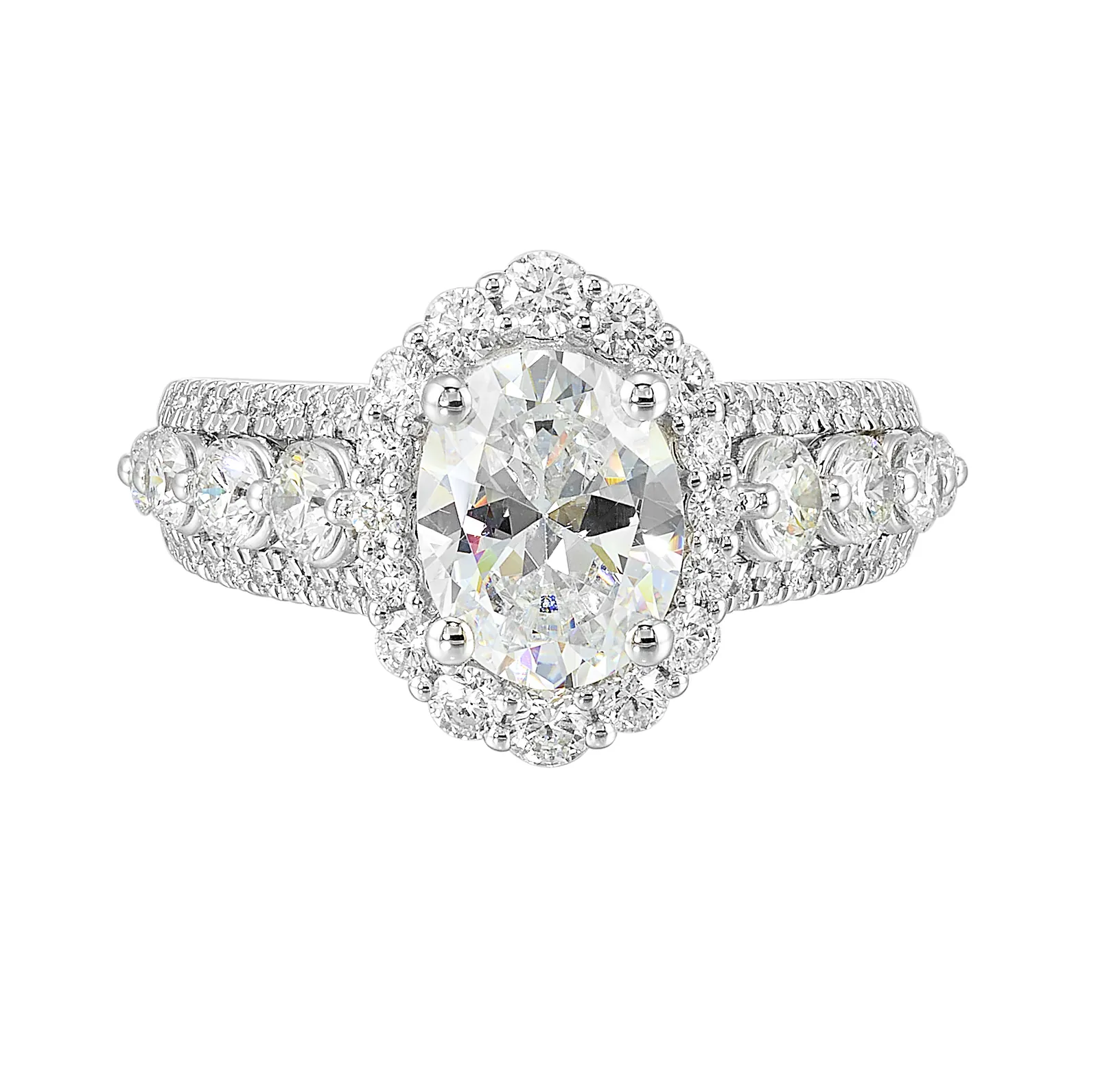 14Kt White Semi Mount 1 1/4Ctw For 2Ctw Oval Center
