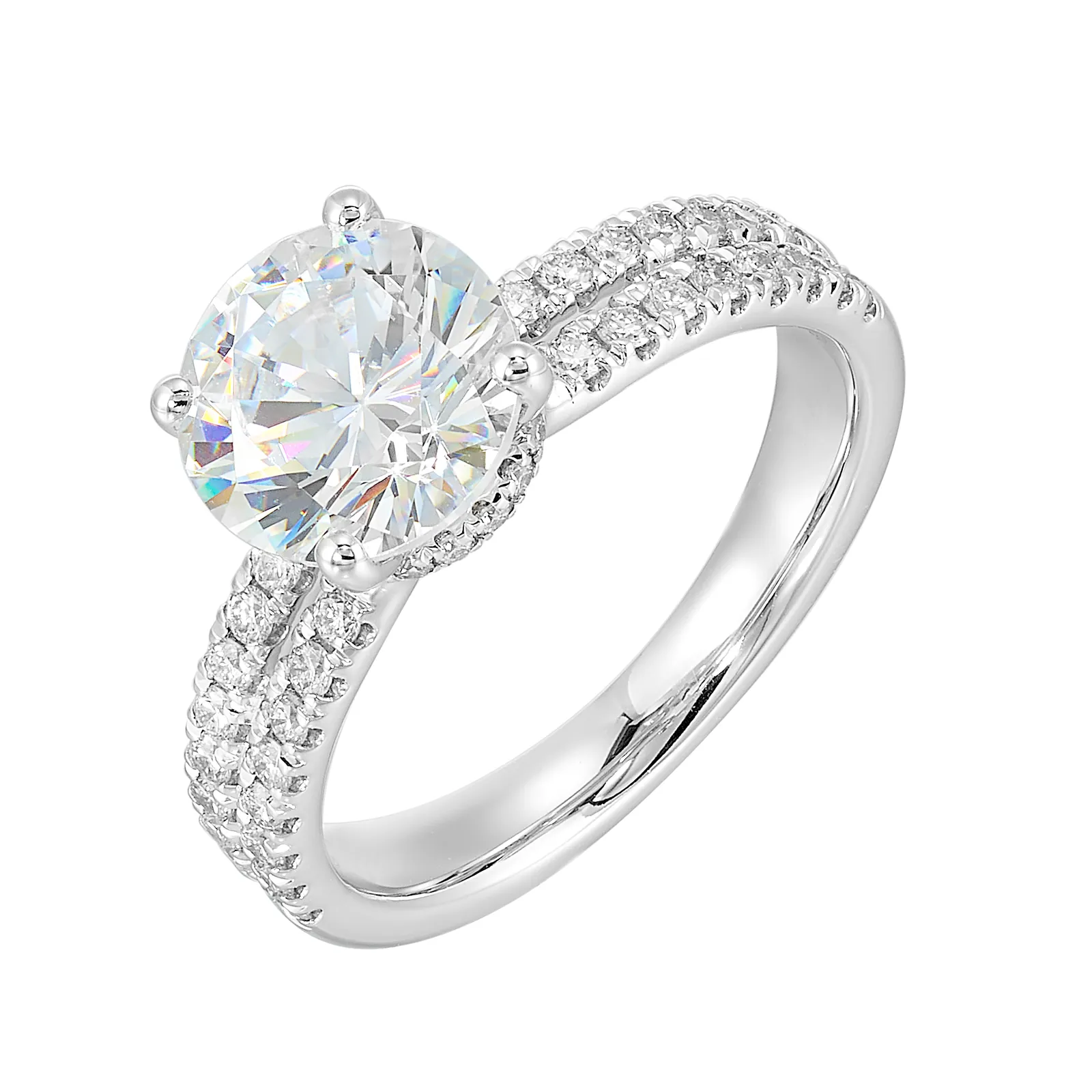 14Kt White Semi Mount 1/2Ctw For 2Ctw Round Center view 2