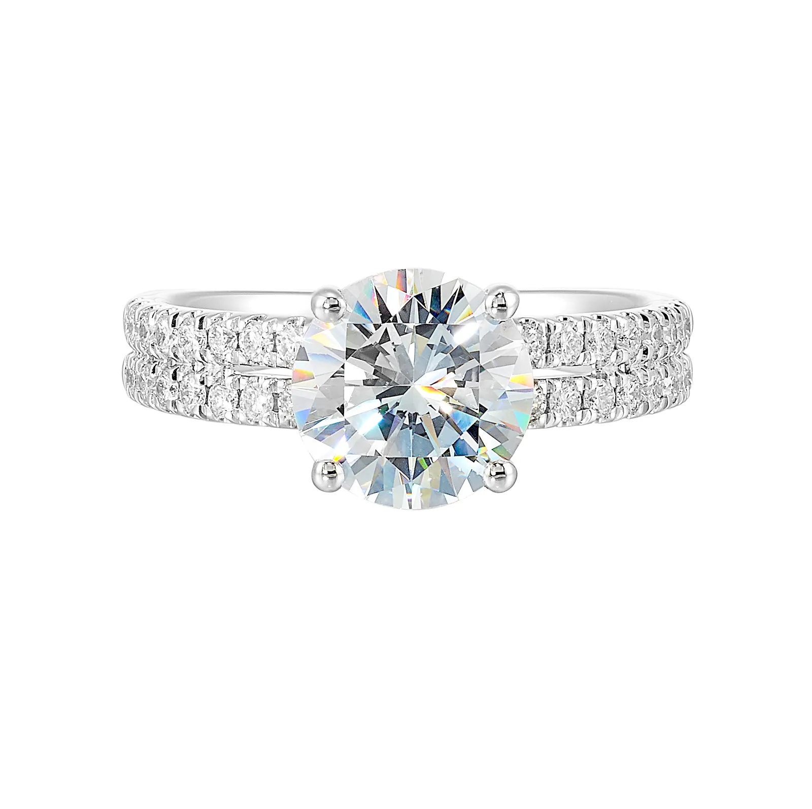 14Kt White Semi Mount 1/2Ctw For 2Ctw Round Center
