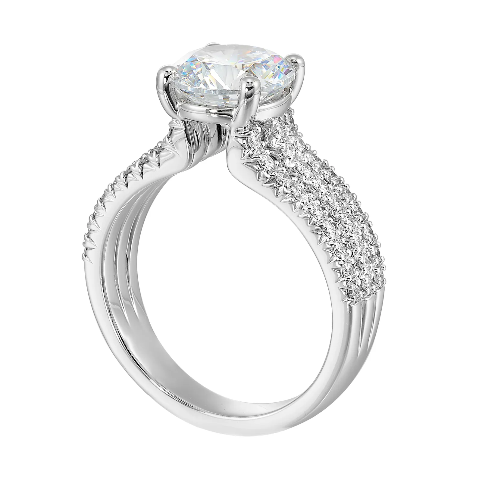 14Kt White Semi Mount 3/8Ctw For 2Ctw Round Center view 3