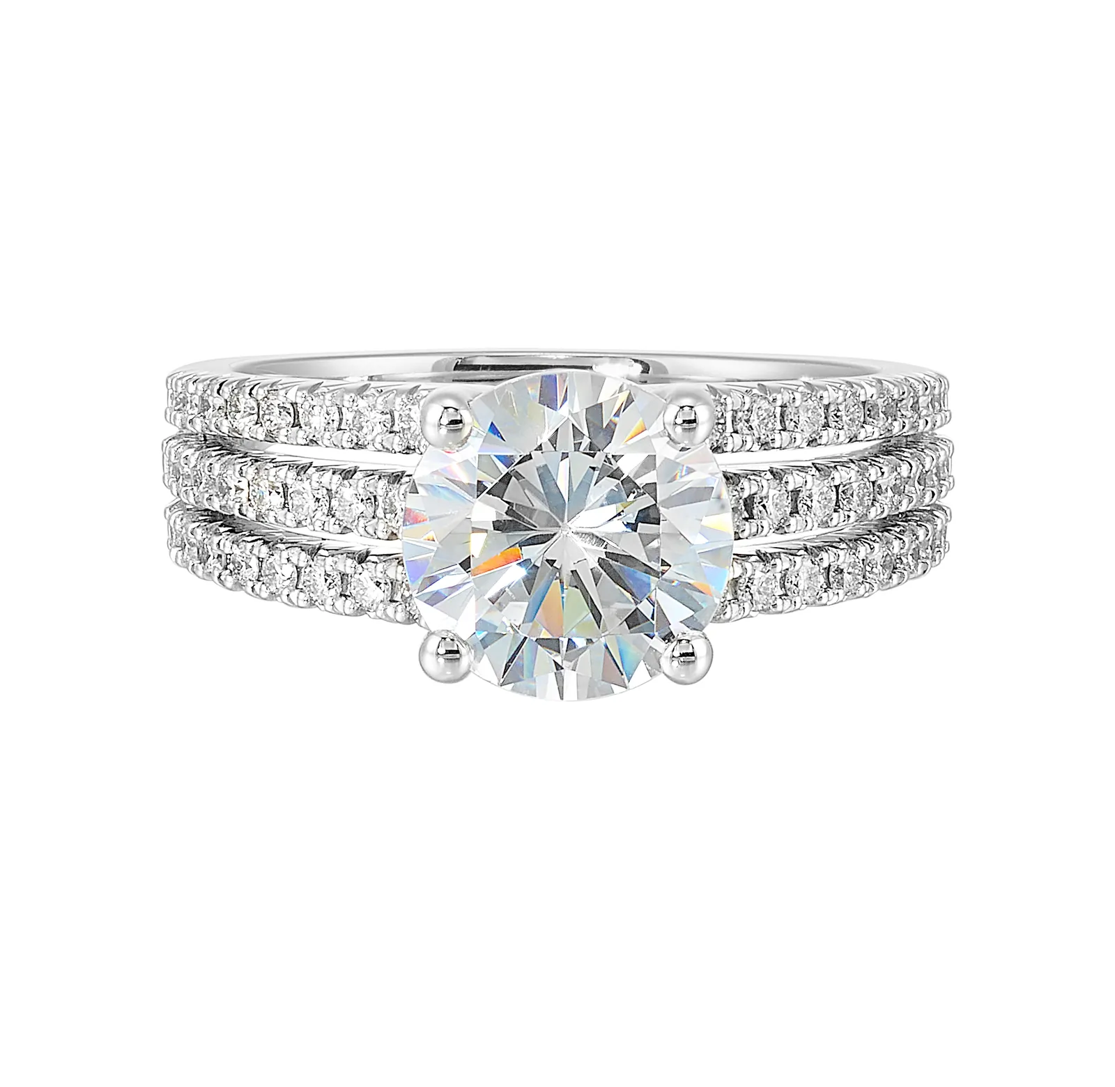 14Kt White Semi Mount 3/8Ctw For 2Ctw Round Center