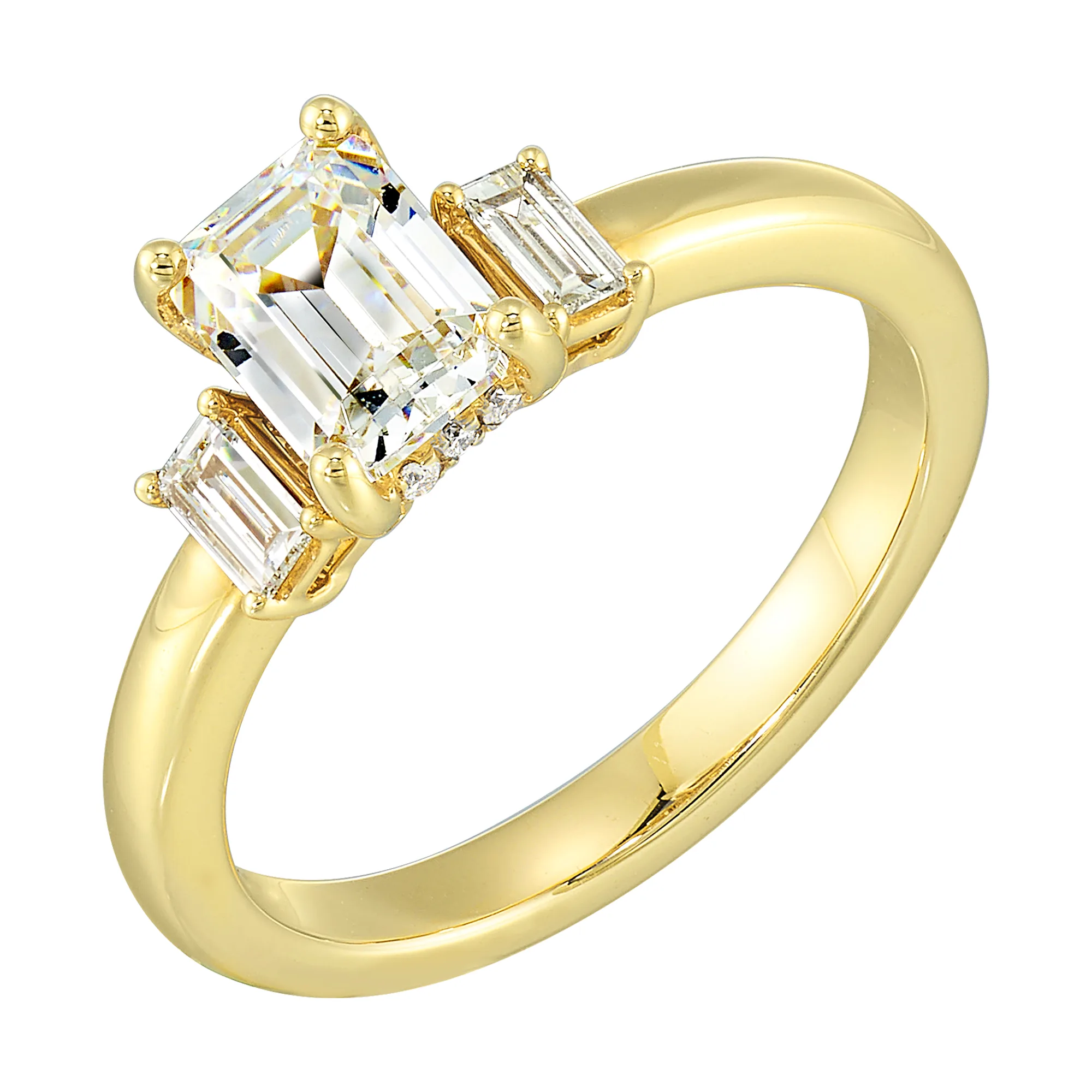14Kt Yellow Semi Mount 1/5Ctw For 1 1/2Ctw Emerald Cut Center view 2