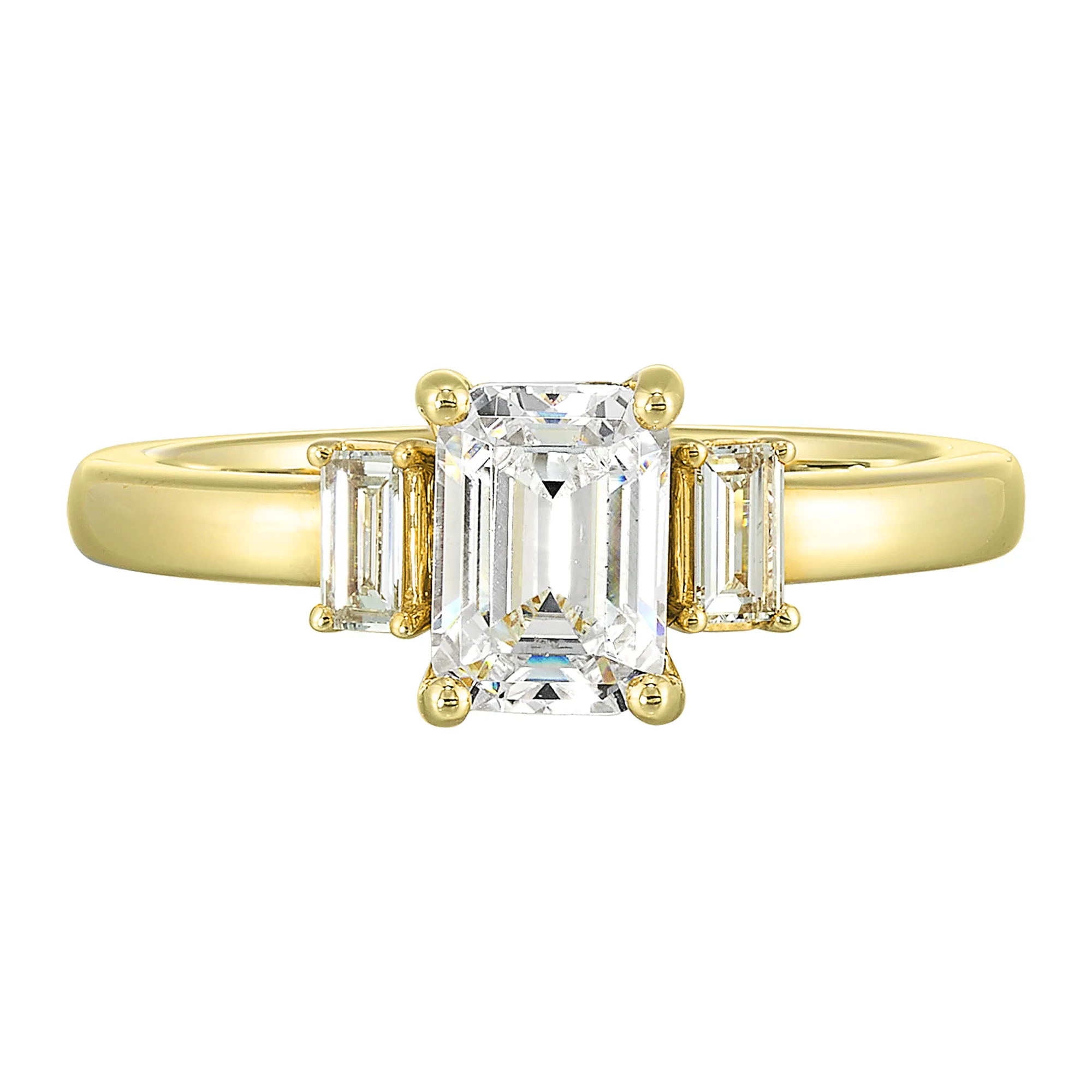 14Kt Yellow Semi Mount 1/5Ctw For 1 1/2Ctw Emerald Cut Center