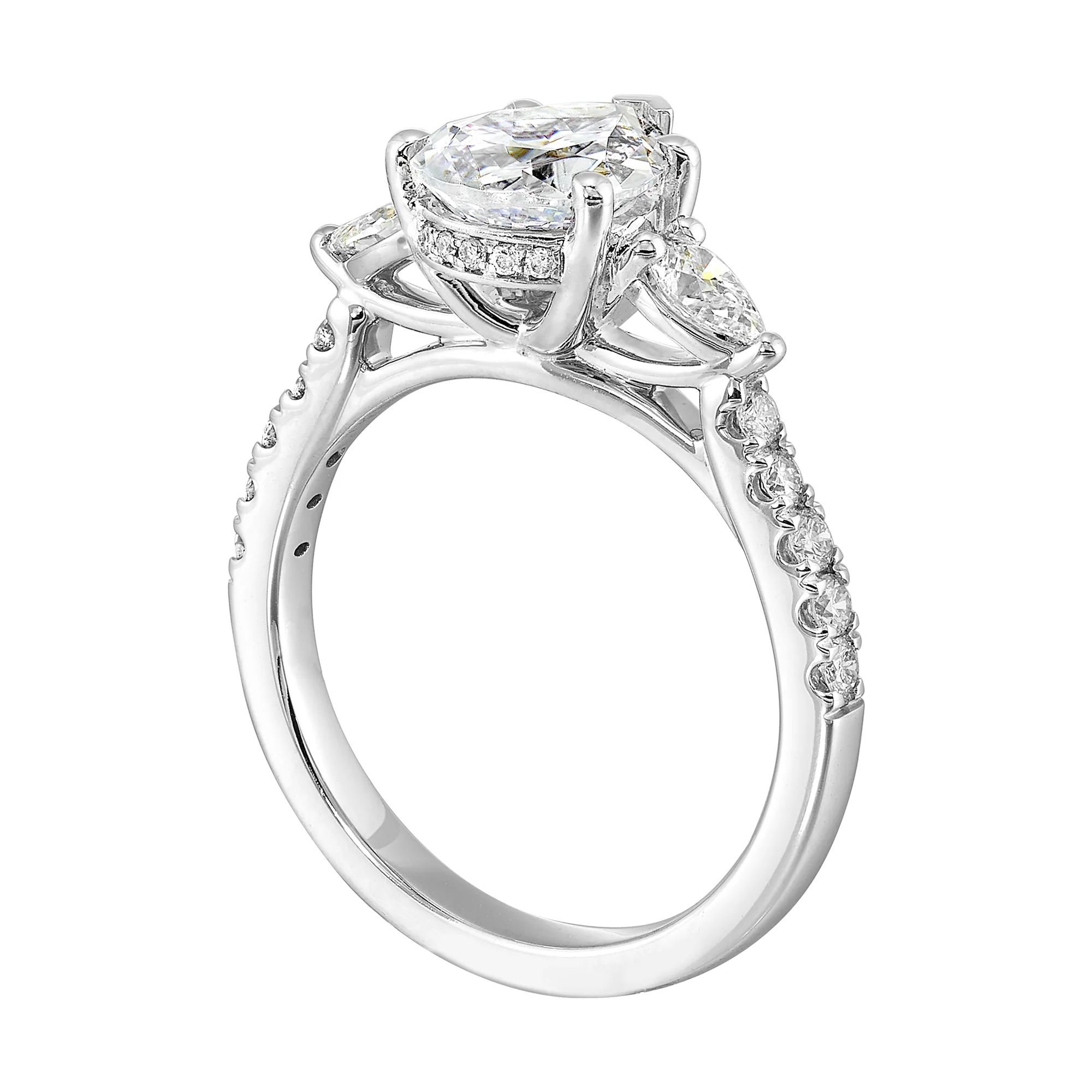 14Kt White Semi Mount 1/2Ctw For 2Ctw Pear Center view 3