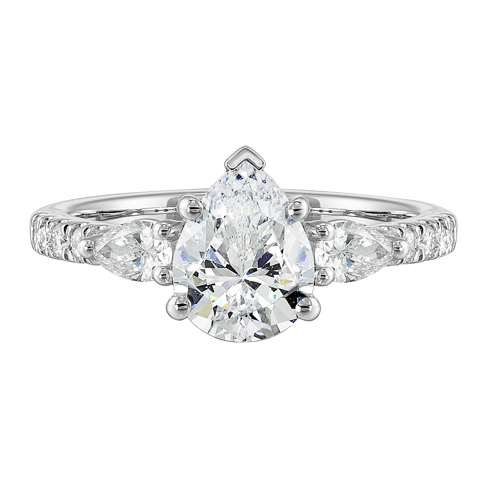 14Kt White Semi Mount 1/2Ctw For 2Ctw Pear Center