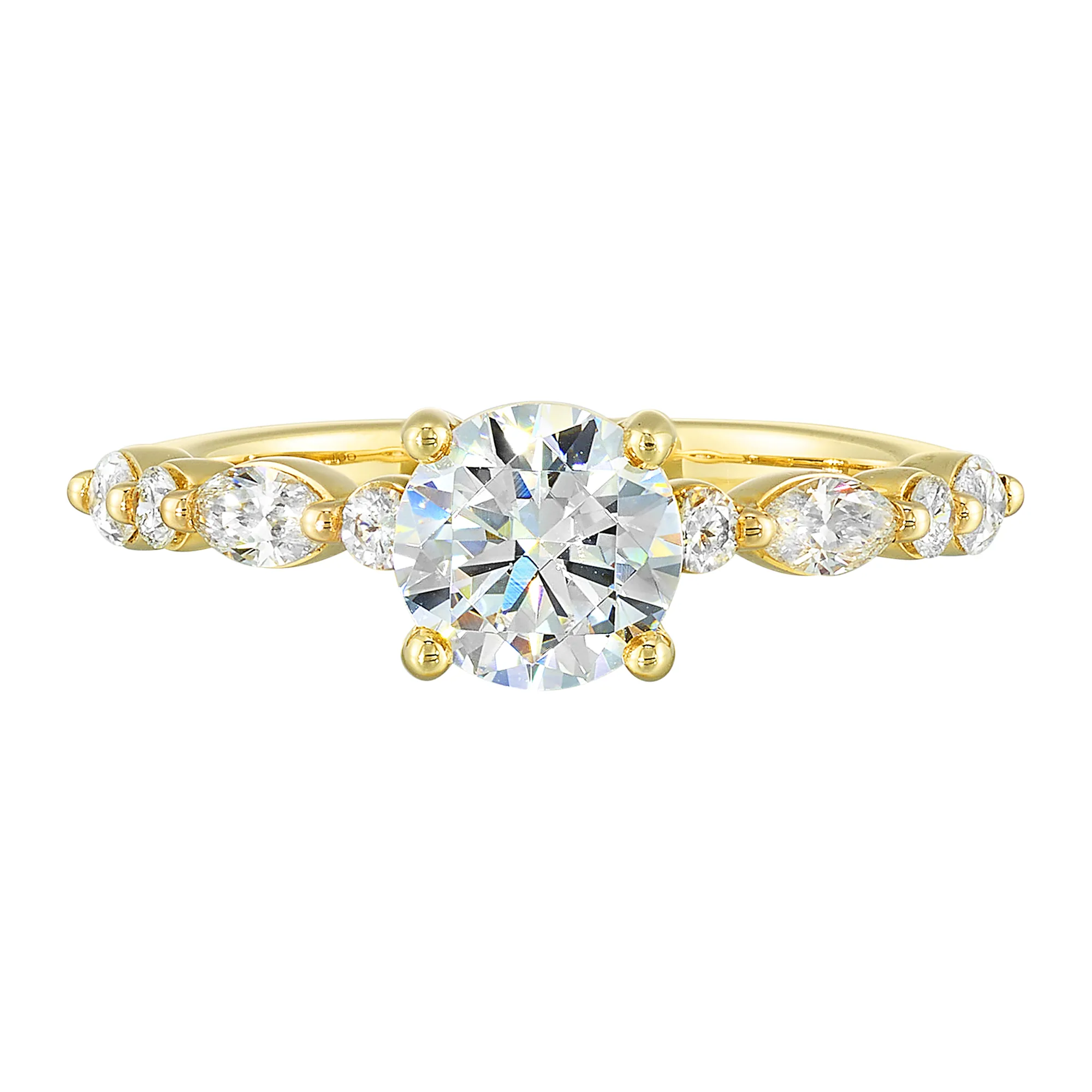 14Kt Yellow Semi Mount 1/2Ctw For 1Ct Round Center