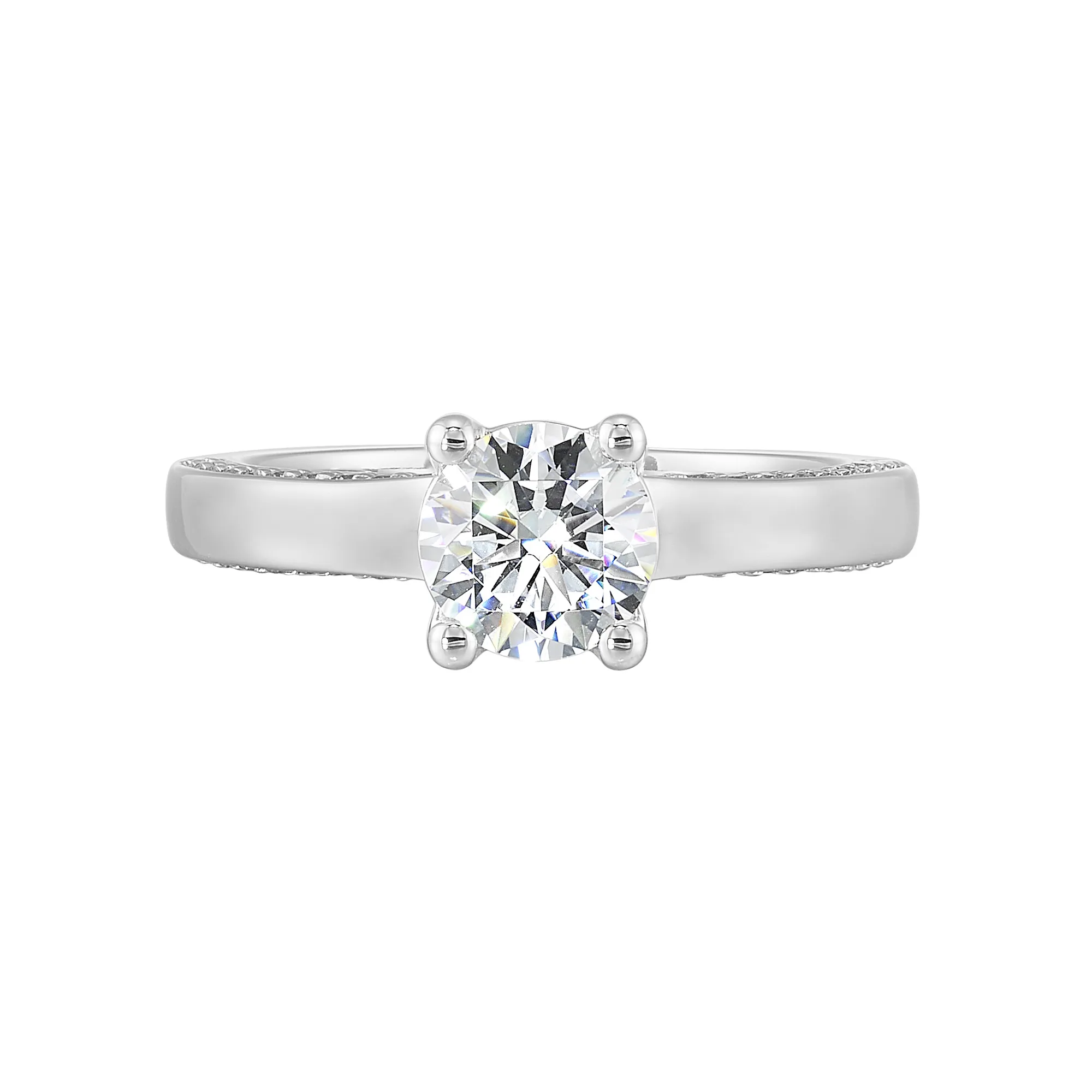 14Kt White Semi Mount 1/4Ctw For 1Ct Round Center