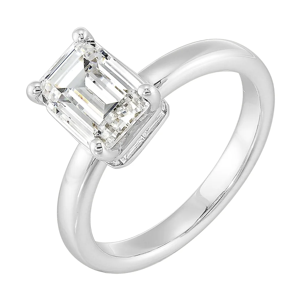 14Kt White Semi Mount 1/4Ctw For 2Ctw Emerald Cut Center view 2