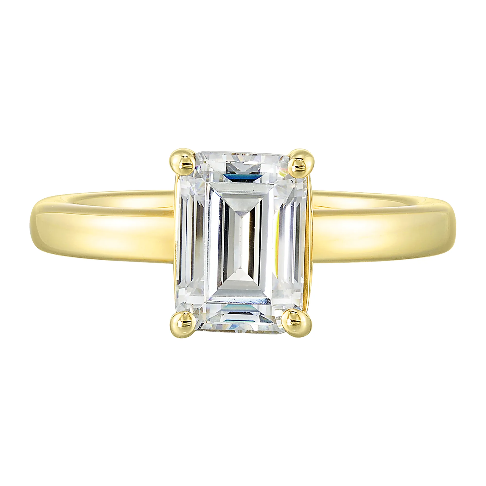 14Kt Yellow Semi Mount 1/4Ctw For 2Ctw Emerald Cut Center