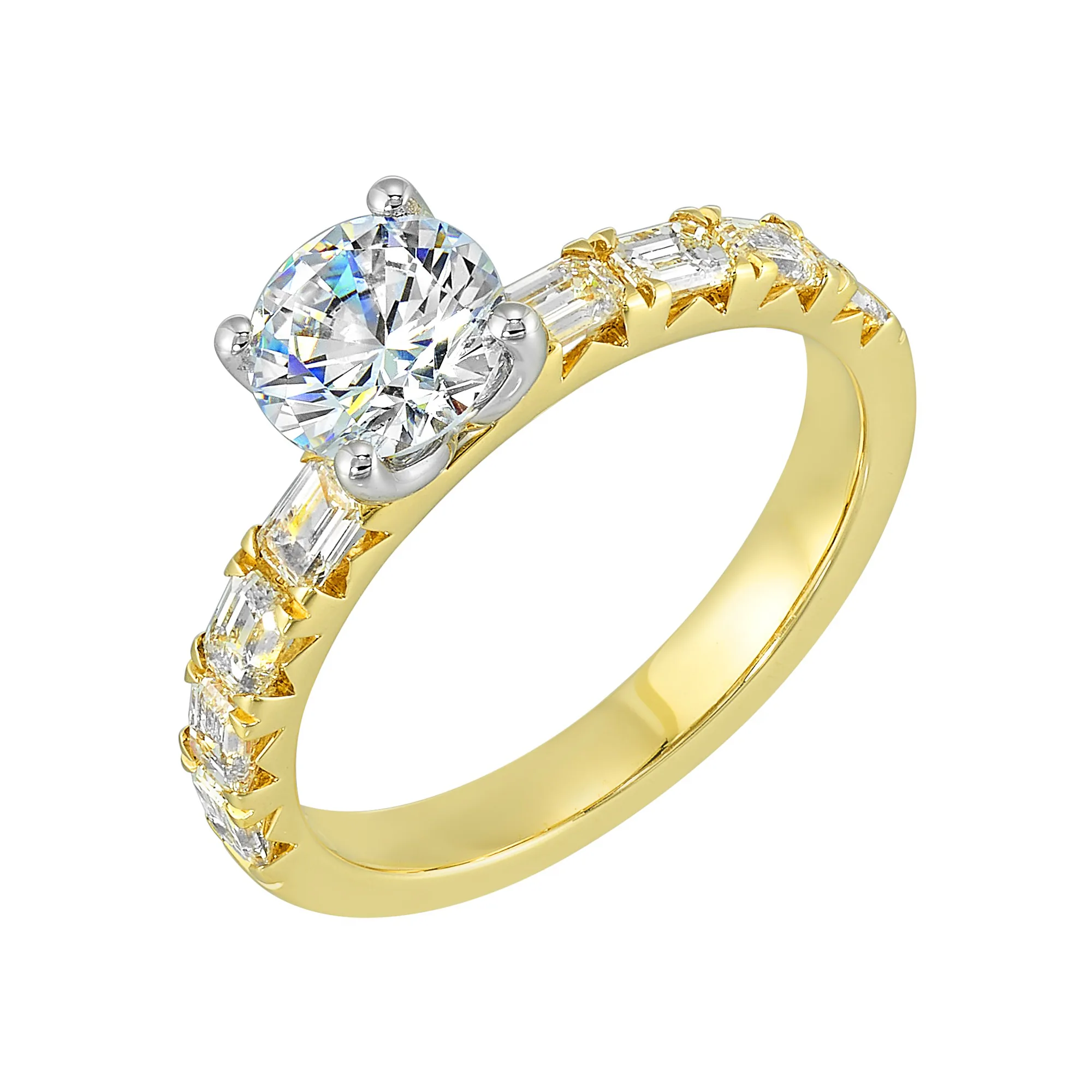 14Kt Yellow Semi Mount 5/6Ctw For 1Ctw Round Center view 2