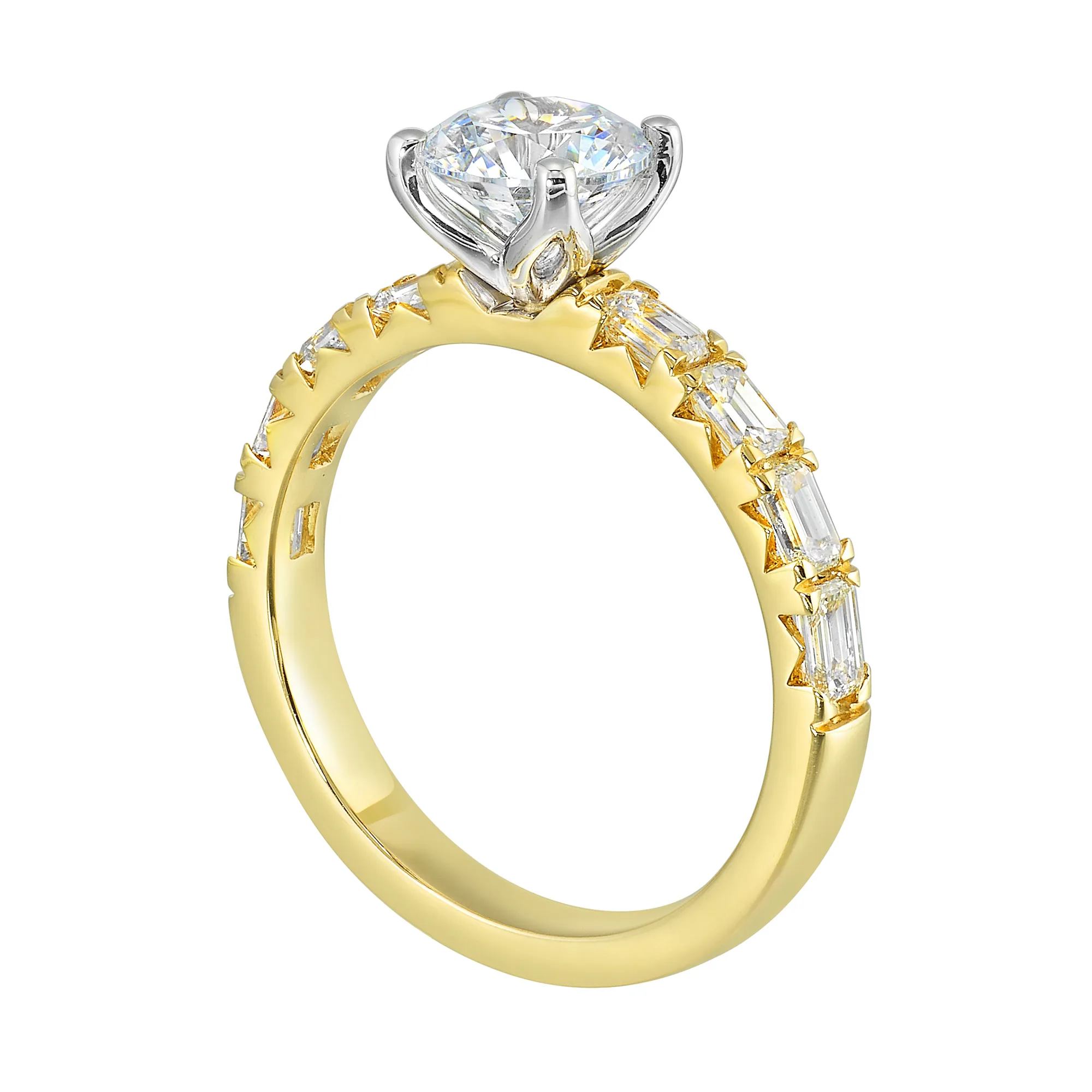 14Kt Yellow Semi Mount 5/6Ctw For 1Ctw Round Center view 3