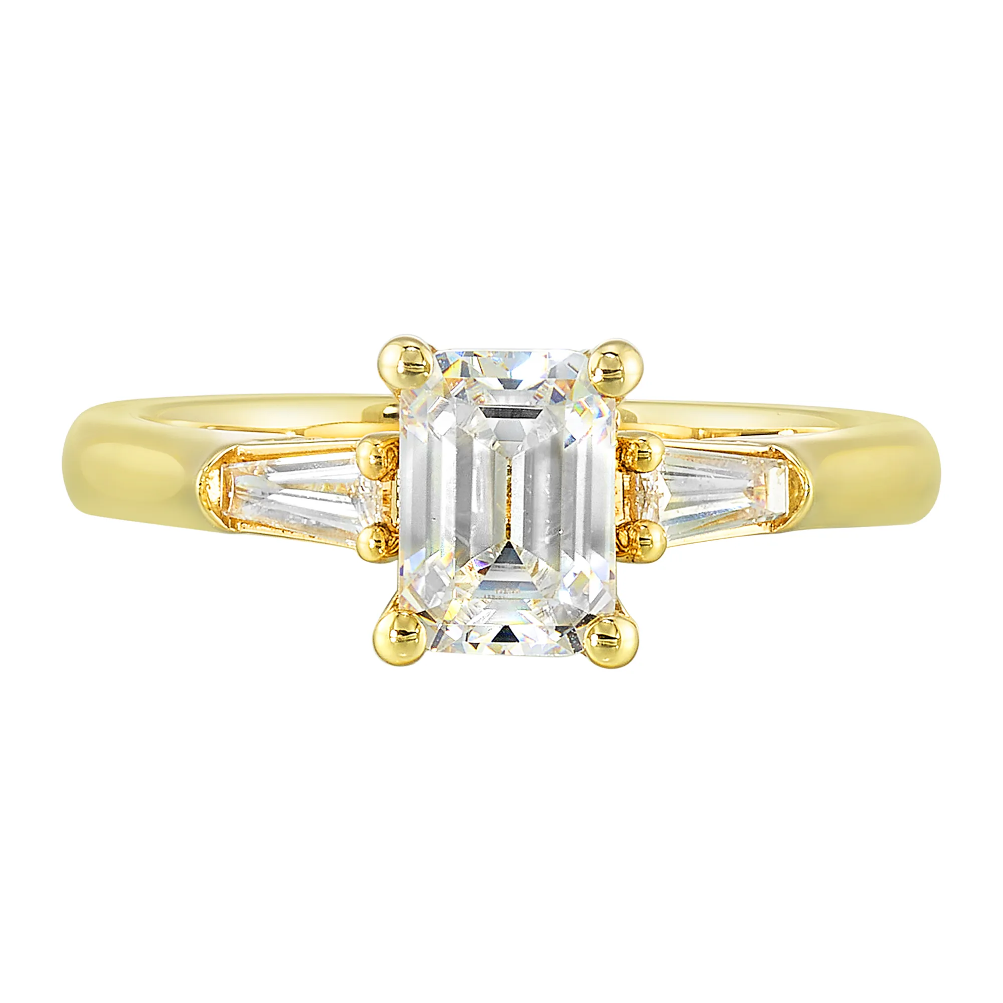 14Kt Yellow Semi Mount 1/3Ctw For 1 1/2Ctw Emerald Cut Center
