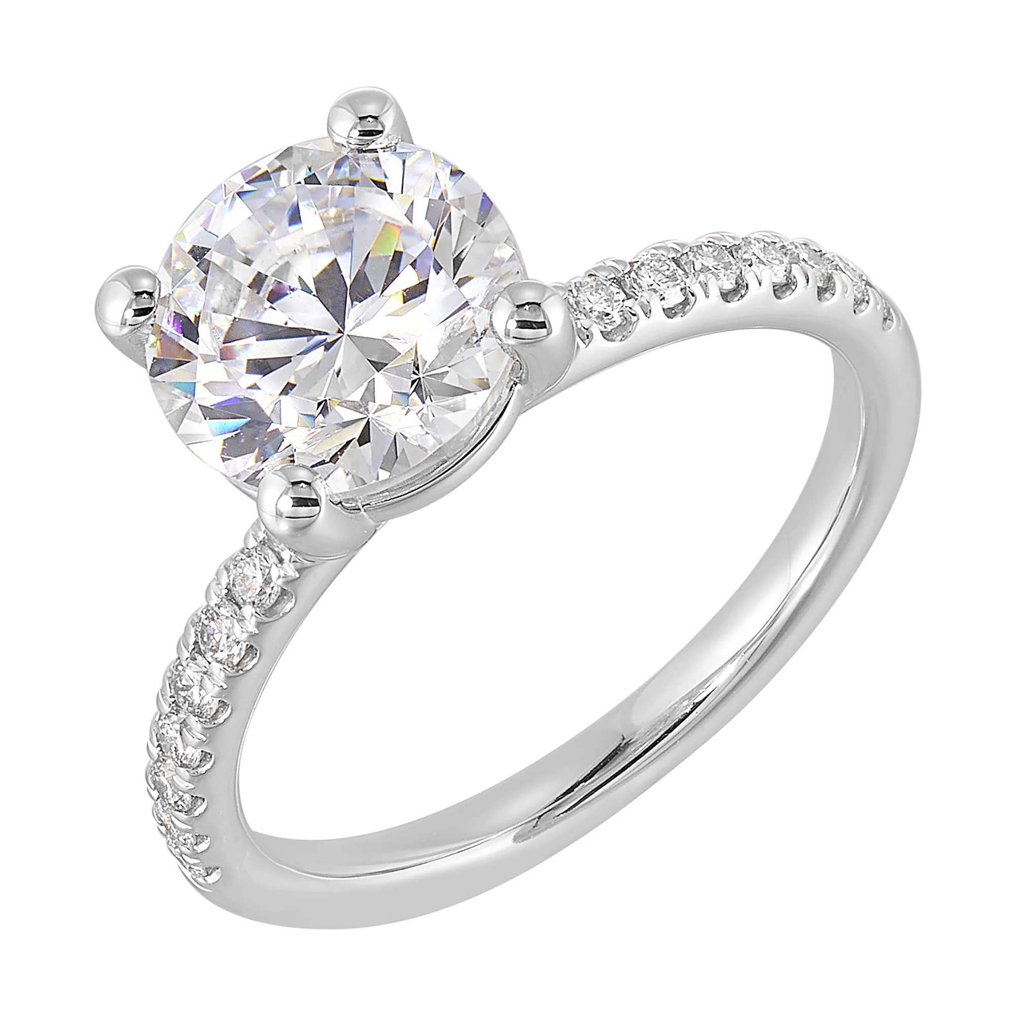 14Kt White Semi Mount 1/5Ctw For 2Ct Round Center view 2