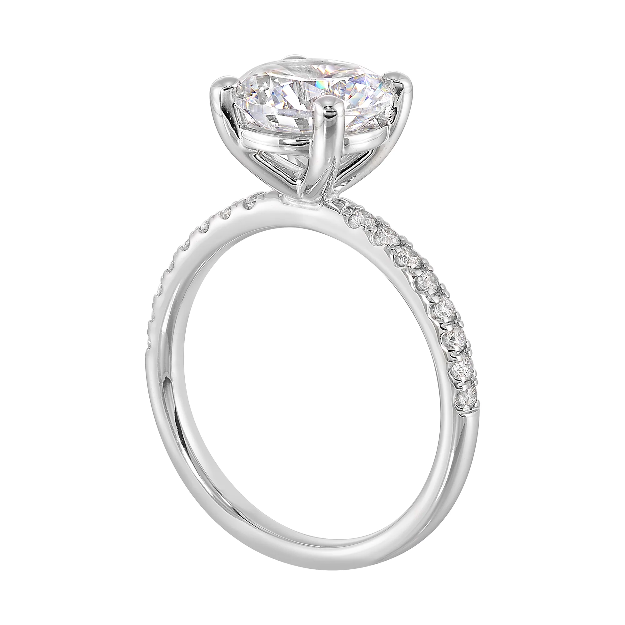 14Kt White Semi Mount 1/5Ctw For 2Ct Round Center view 3