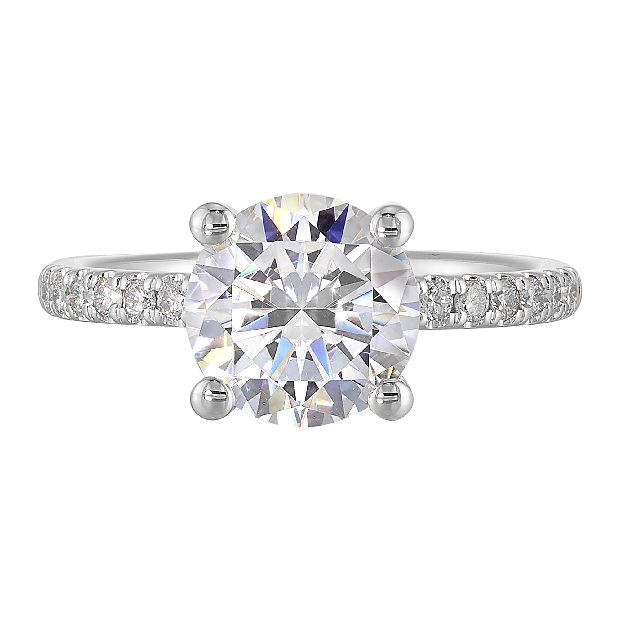 14Kt White Semi Mount 1/5Ctw For 2Ct Round Center