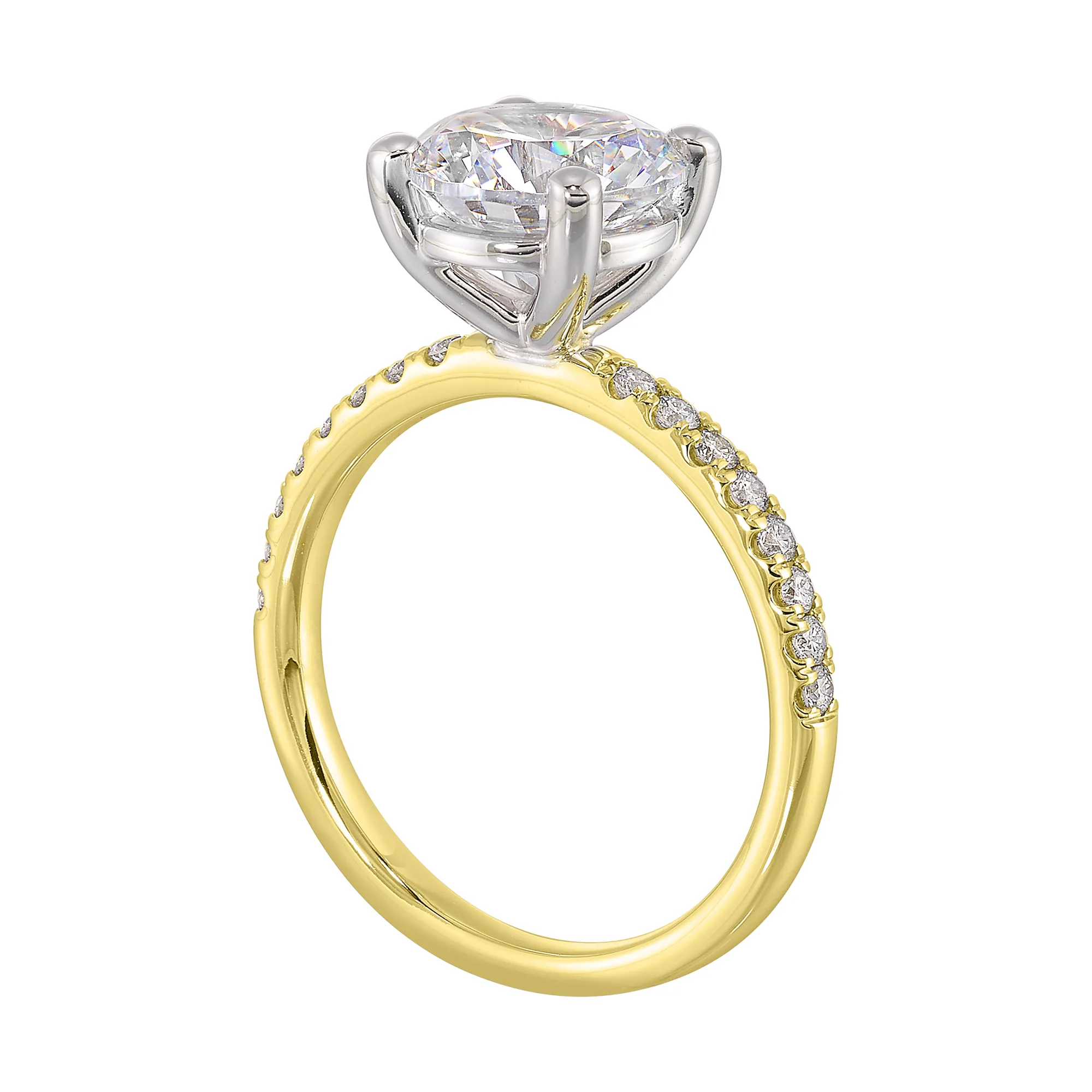 14Kt White Yellow Semi Mount 1/5Ctw For 2Ct Round Center view 3