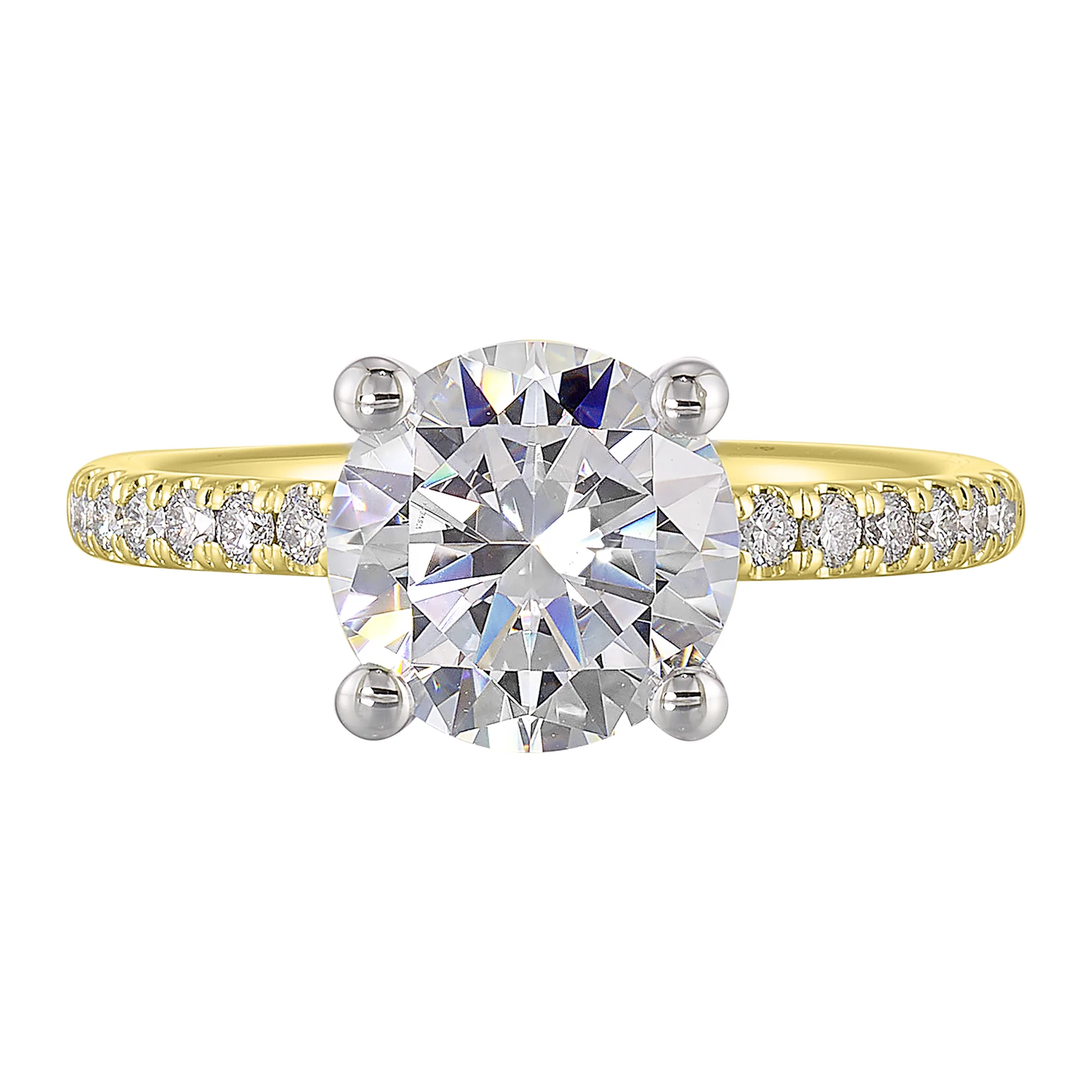 14Kt White Yellow Semi Mount 1/5Ctw For 2Ct Round Center