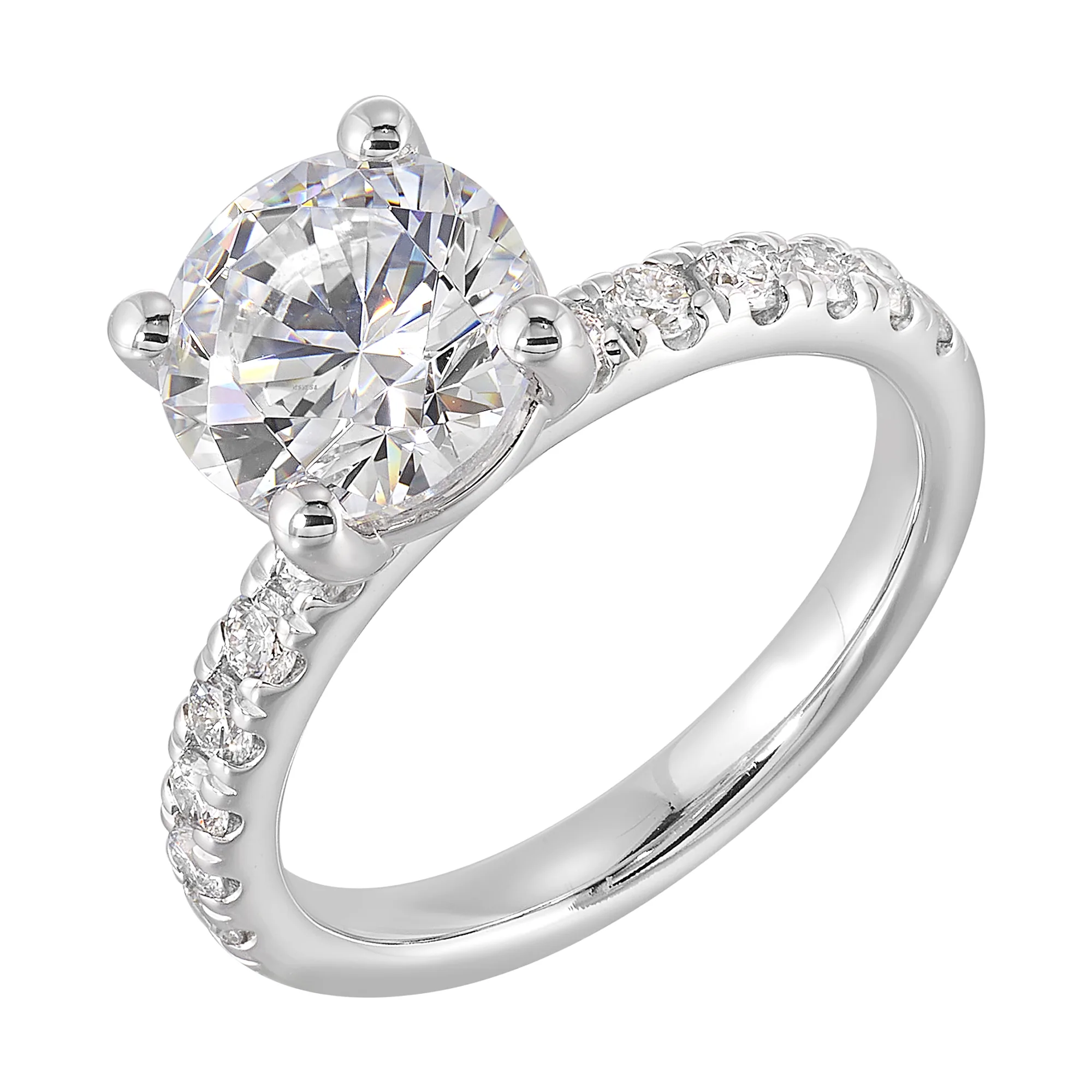 14Kt White Semi Mount 3/8Ctw For 2Ct Round Center view 2