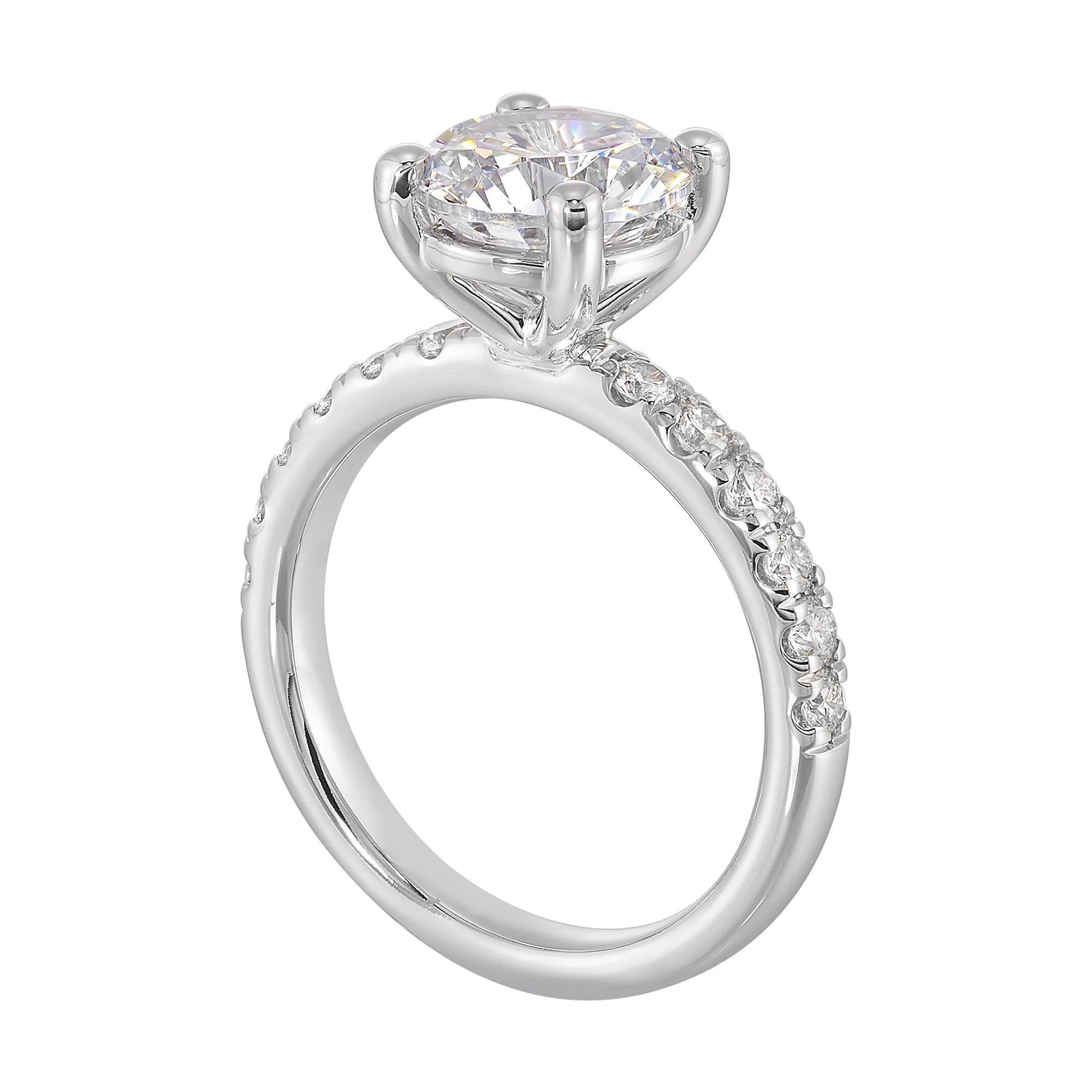 14Kt White Semi Mount 3/8Ctw For 2Ct Round Center view 3