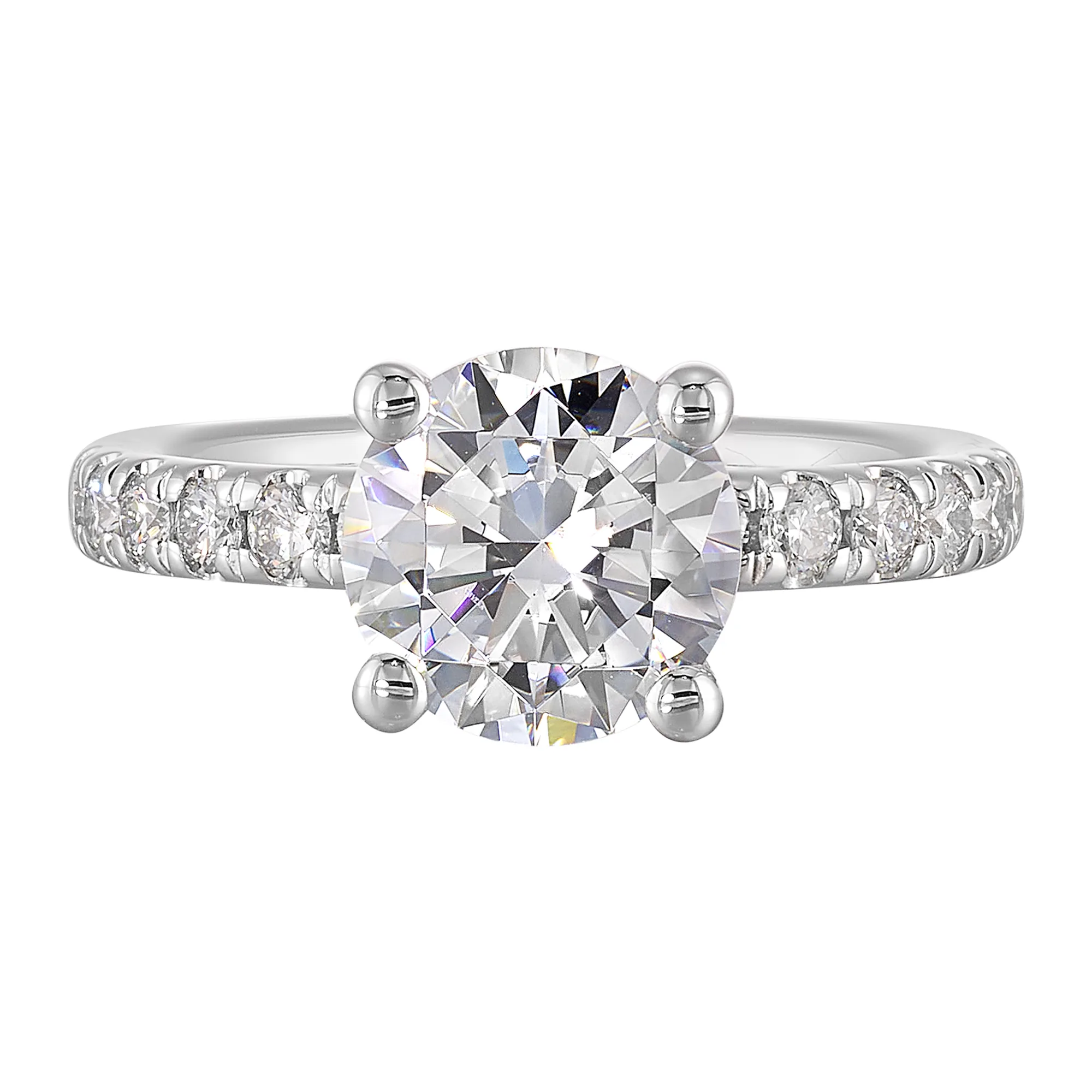 14Kt White Semi Mount 3/8Ctw For 2Ct Round Center