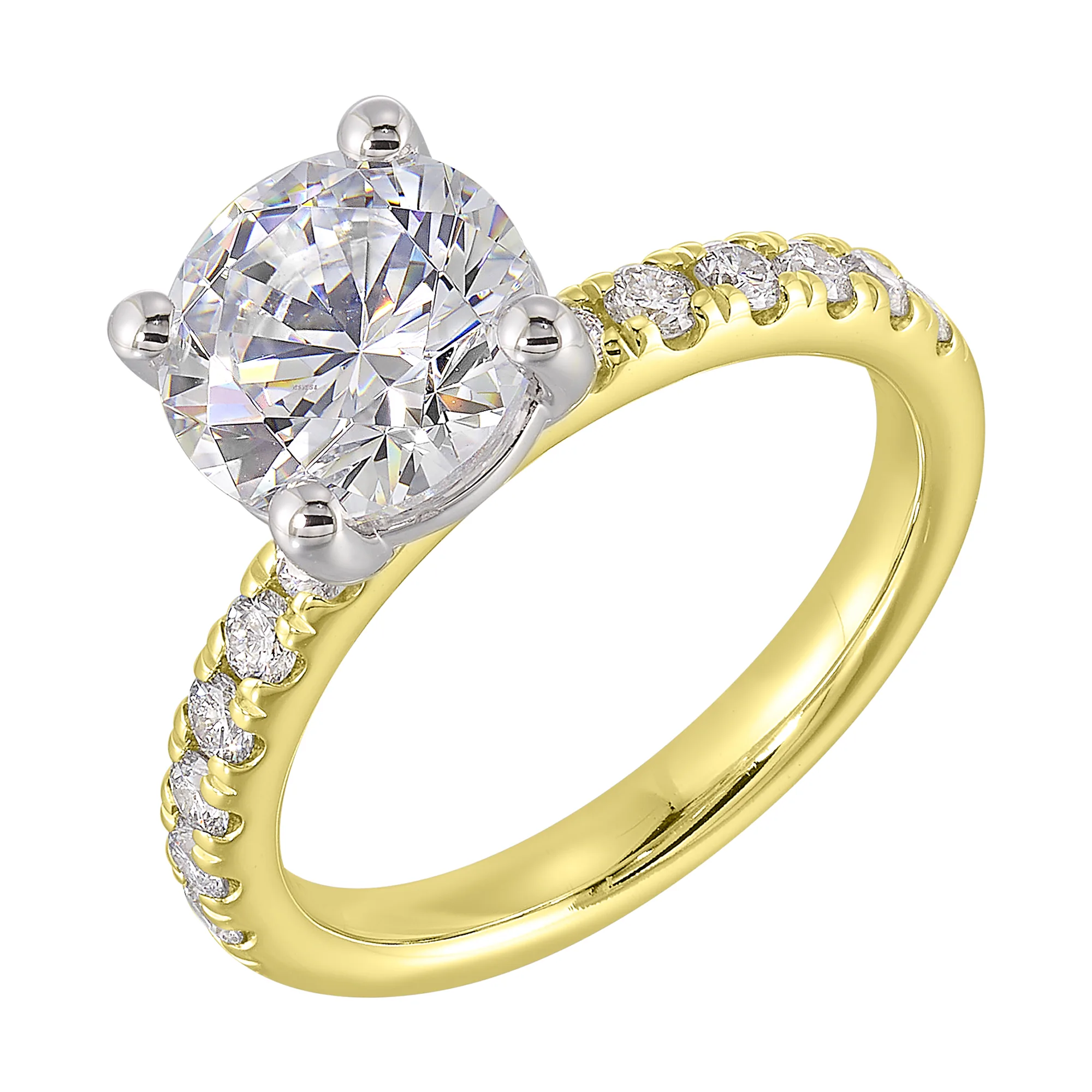 14Kt White Yellow Semi Mount 3/8Ctw For 2Ct Round Center view 2