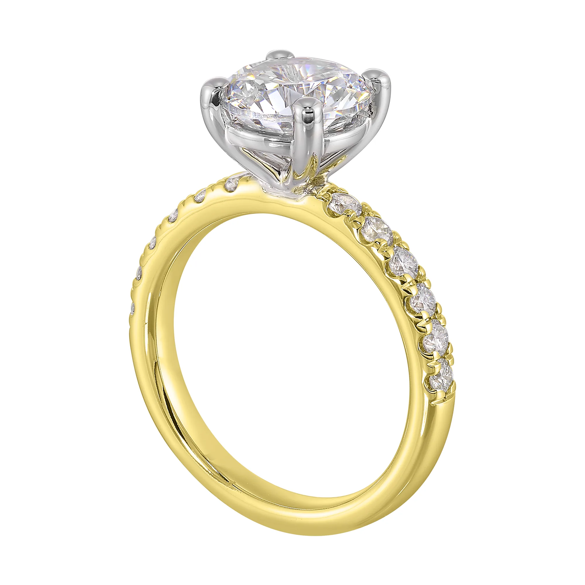 14Kt White Yellow Semi Mount 3/8Ctw For 2Ct Round Center view 3