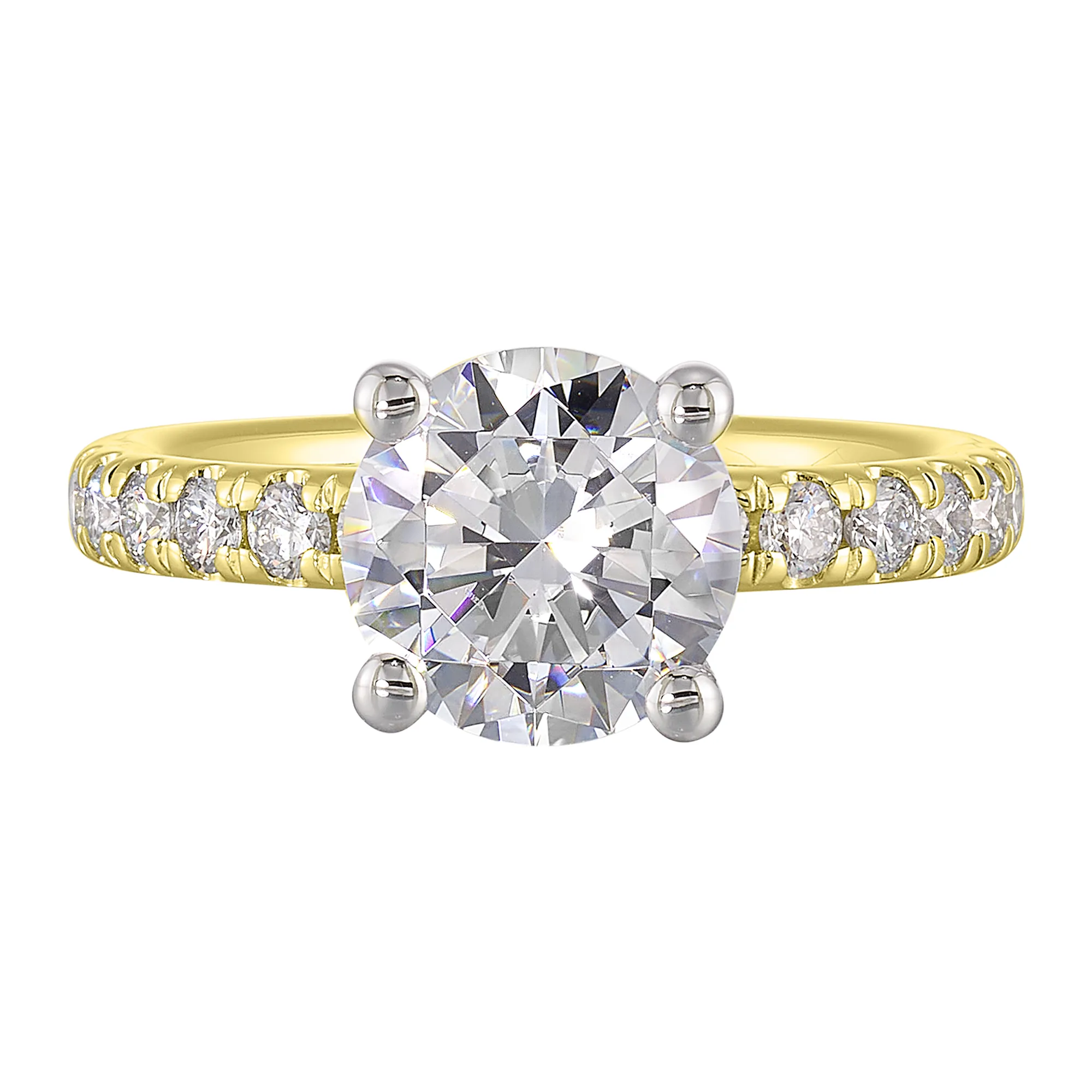 14Kt White Yellow Semi Mount 3/8Ctw For 2Ct Round Center