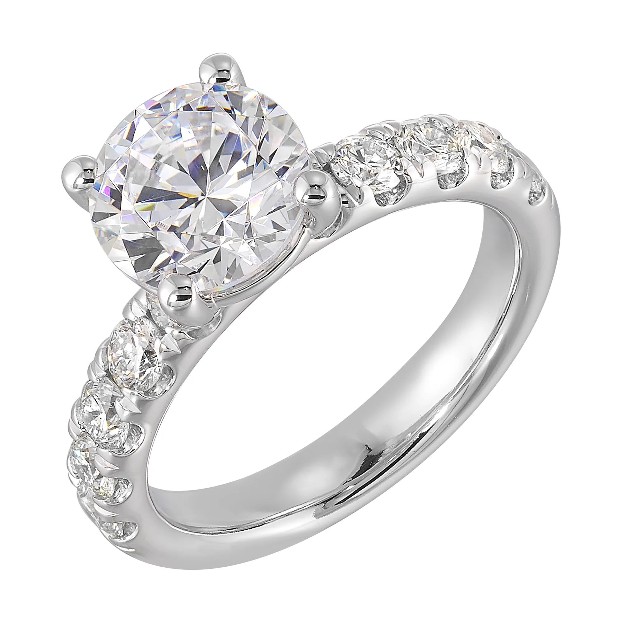 14Kt White Semi Mount 7/8Ctw For 2Ct Round Center view 2