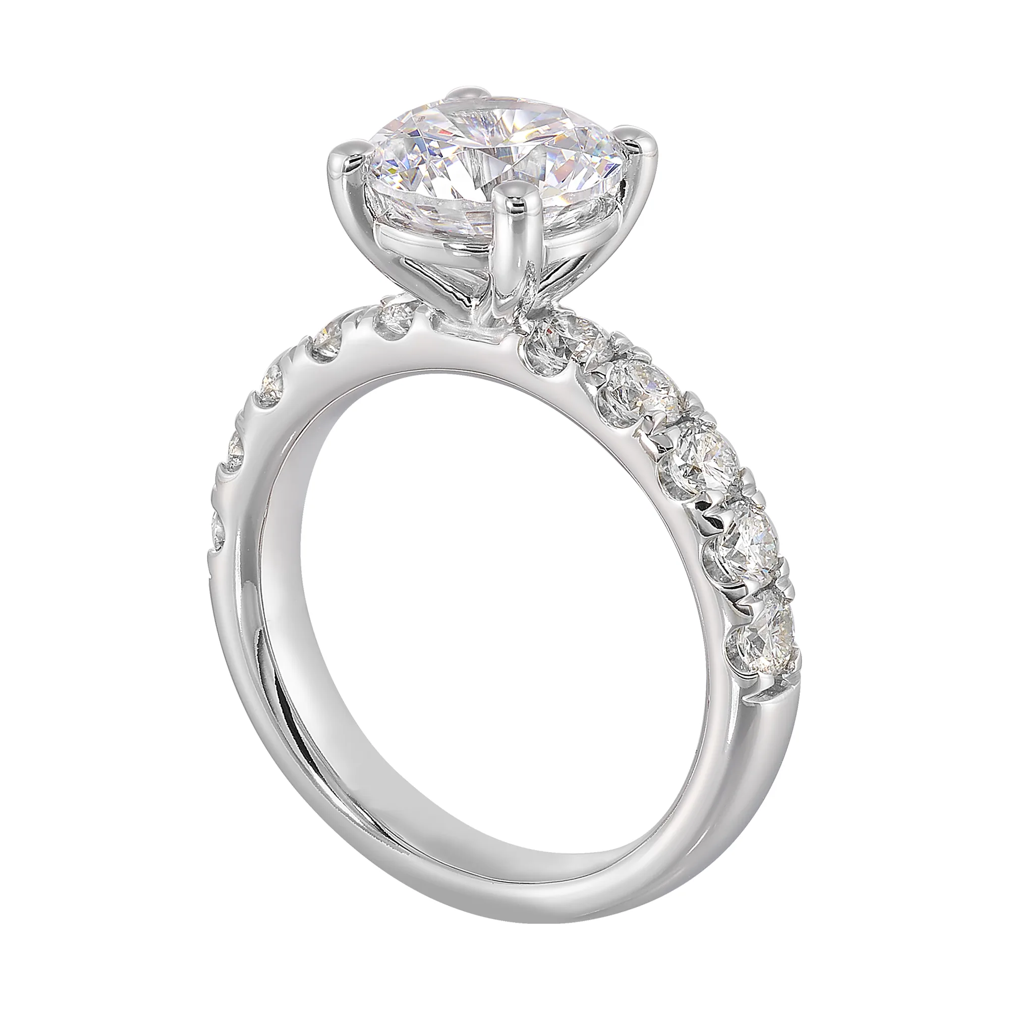 14Kt White Semi Mount 7/8Ctw For 2Ct Round Center view 3