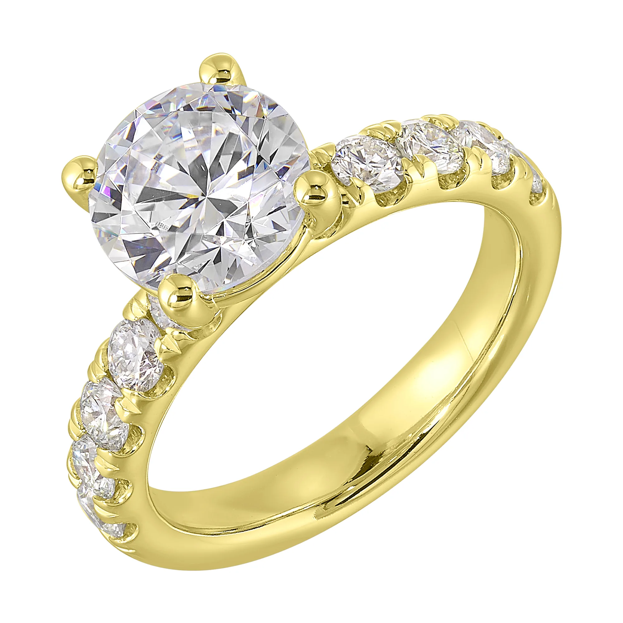 14Kt White Yellow Semi Mount 7/8Ctw For 2Ct Round Center view 2