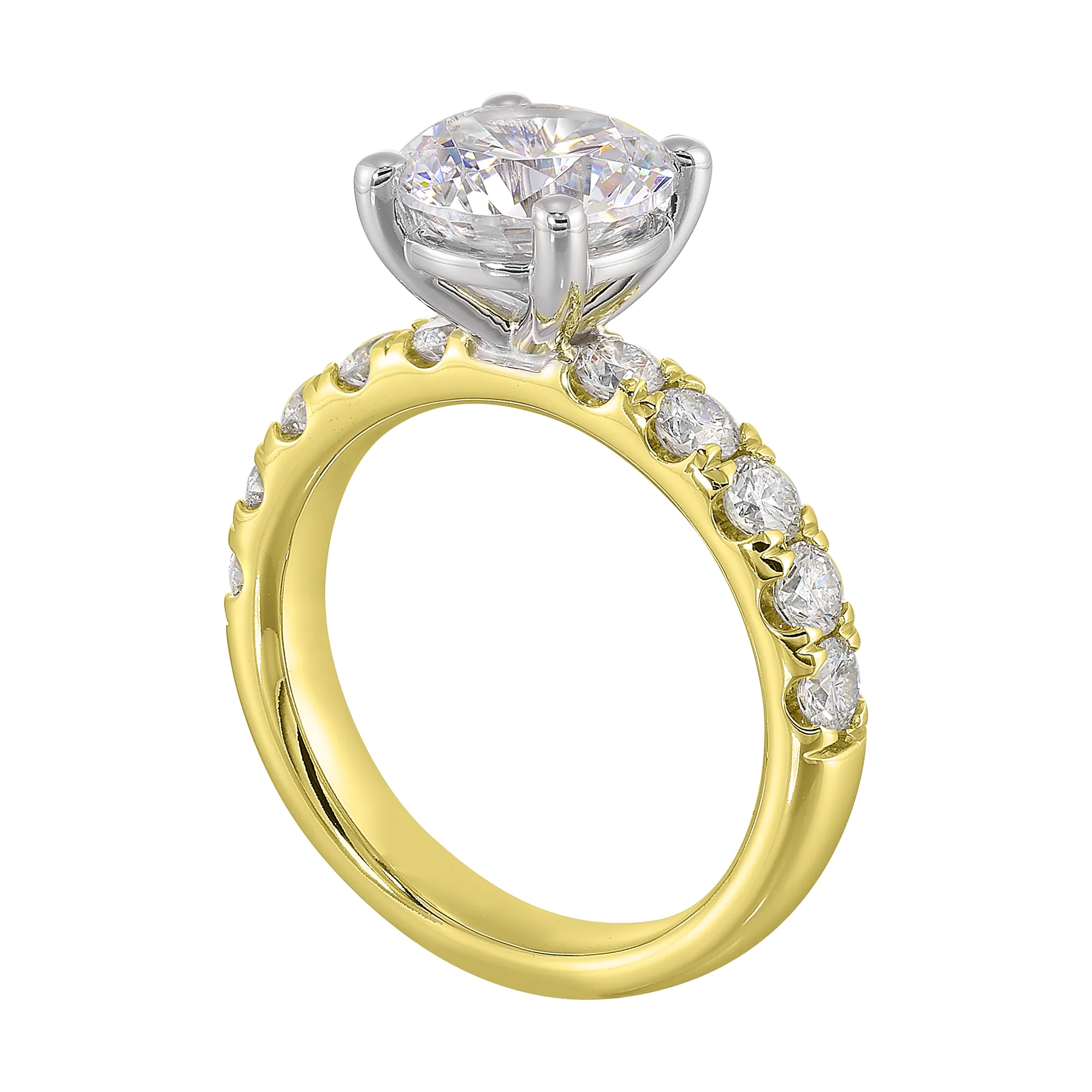 14Kt White Yellow Semi Mount 7/8Ctw For 2Ct Round Center view 3