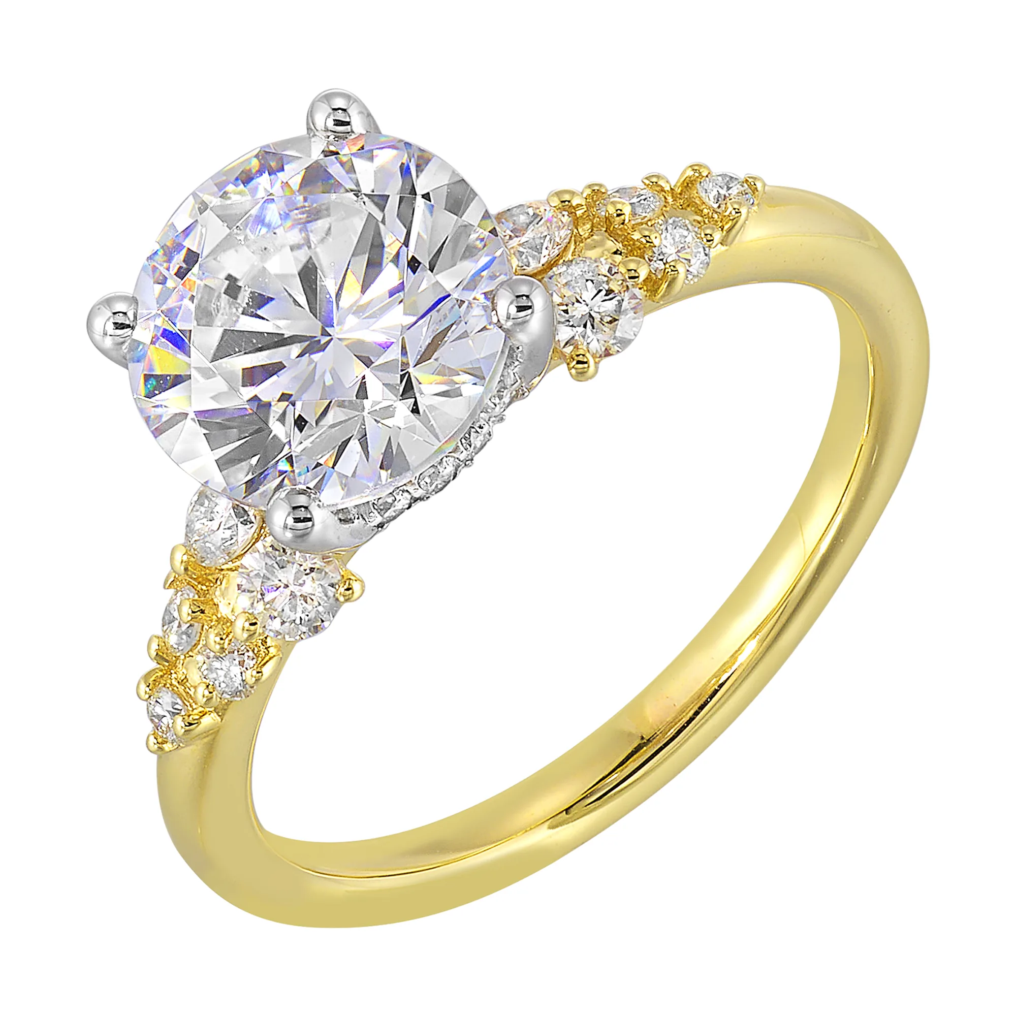 14Kt White Yellow Semi Mount 1/3Ctw For 2Ct Round Center view 2