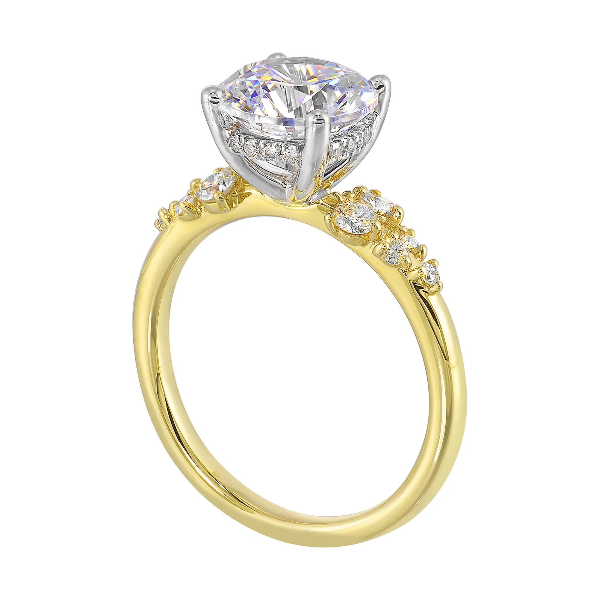 14Kt White Yellow Semi Mount 1/3Ctw For 2Ct Round Center view 3