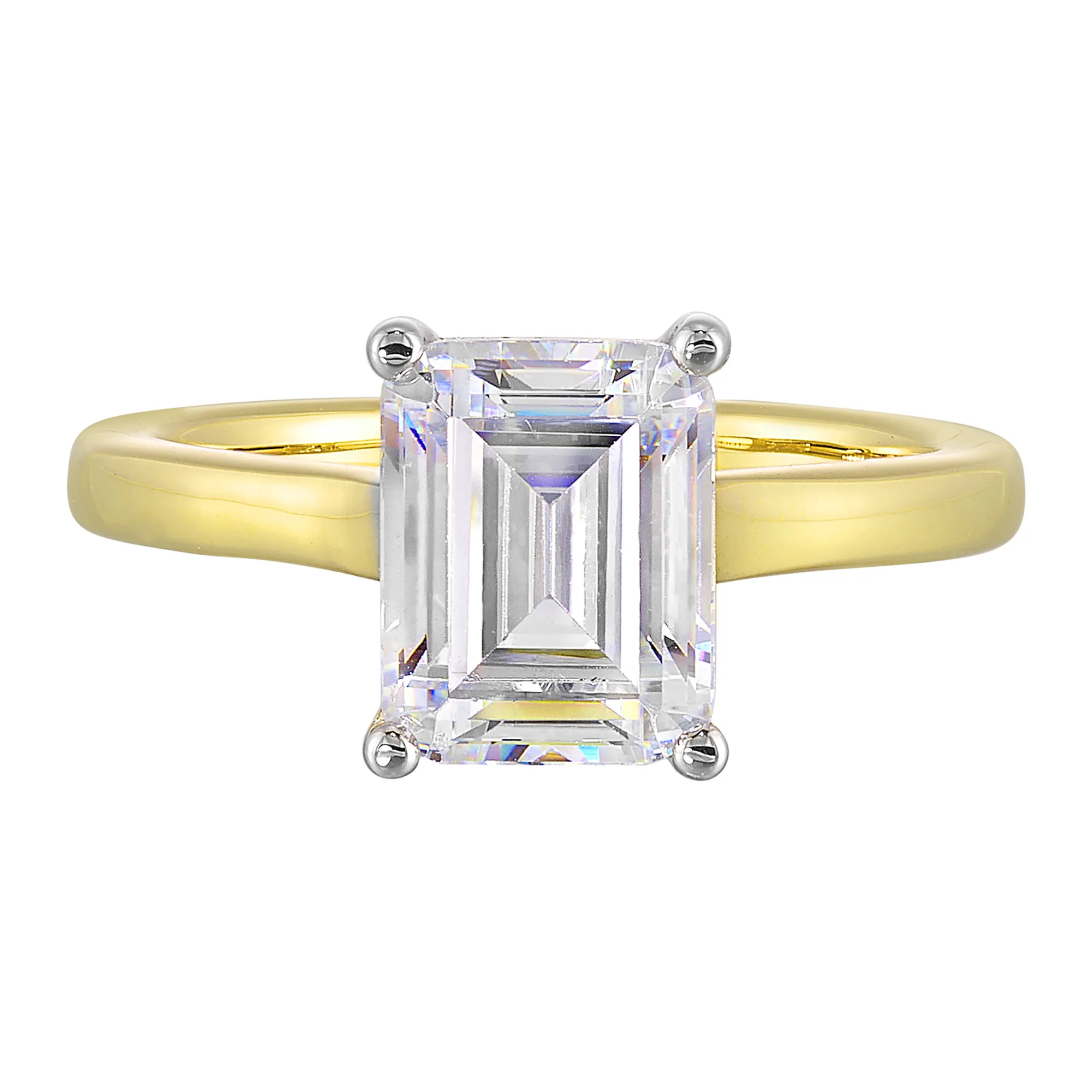14Kt White Yellow Semi Mount 1/12Ctw For 2 1/2Ct Emerald Cut Center
