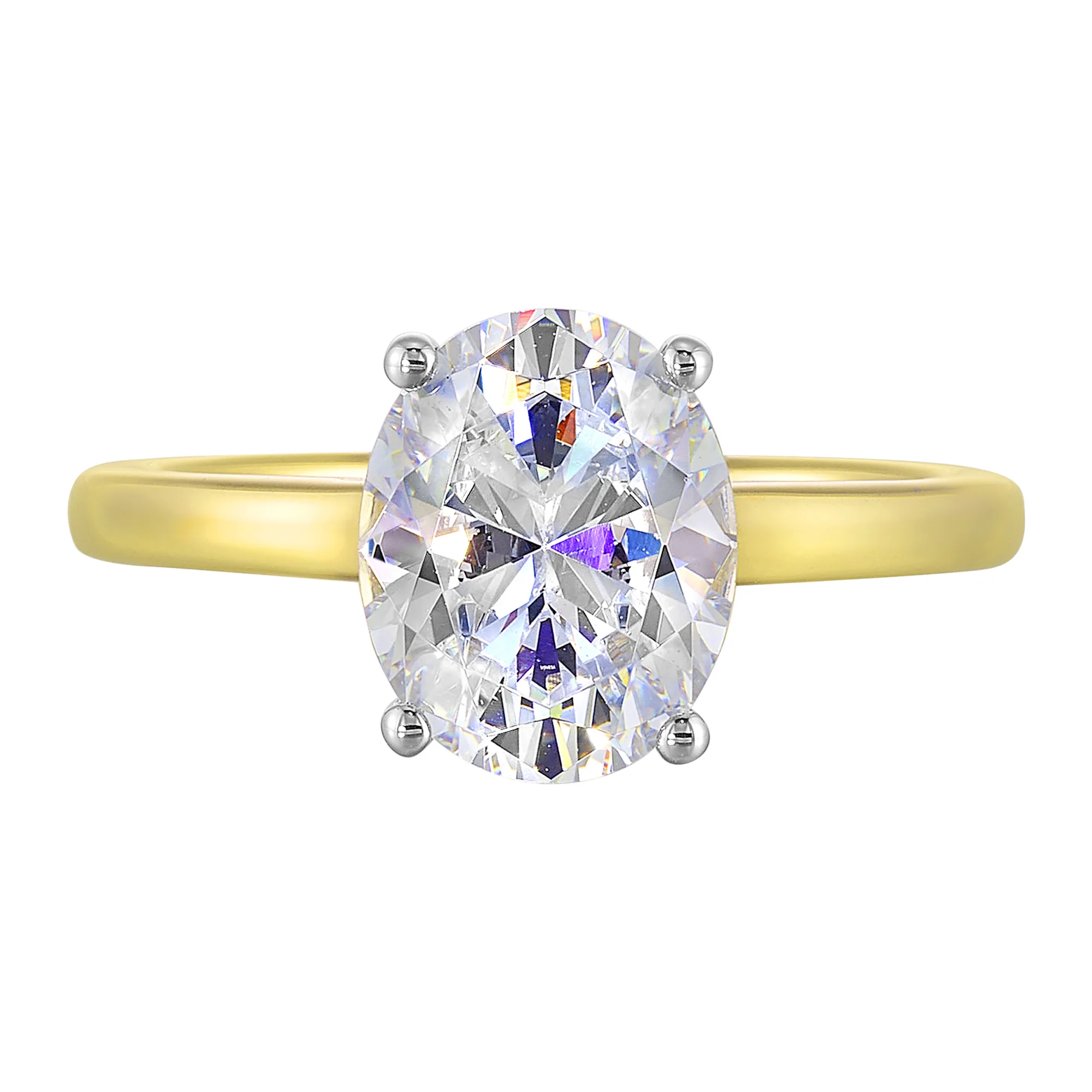 14Kt White Yellow Semi Mount 1/15Ctw For 2Ct Oval Center