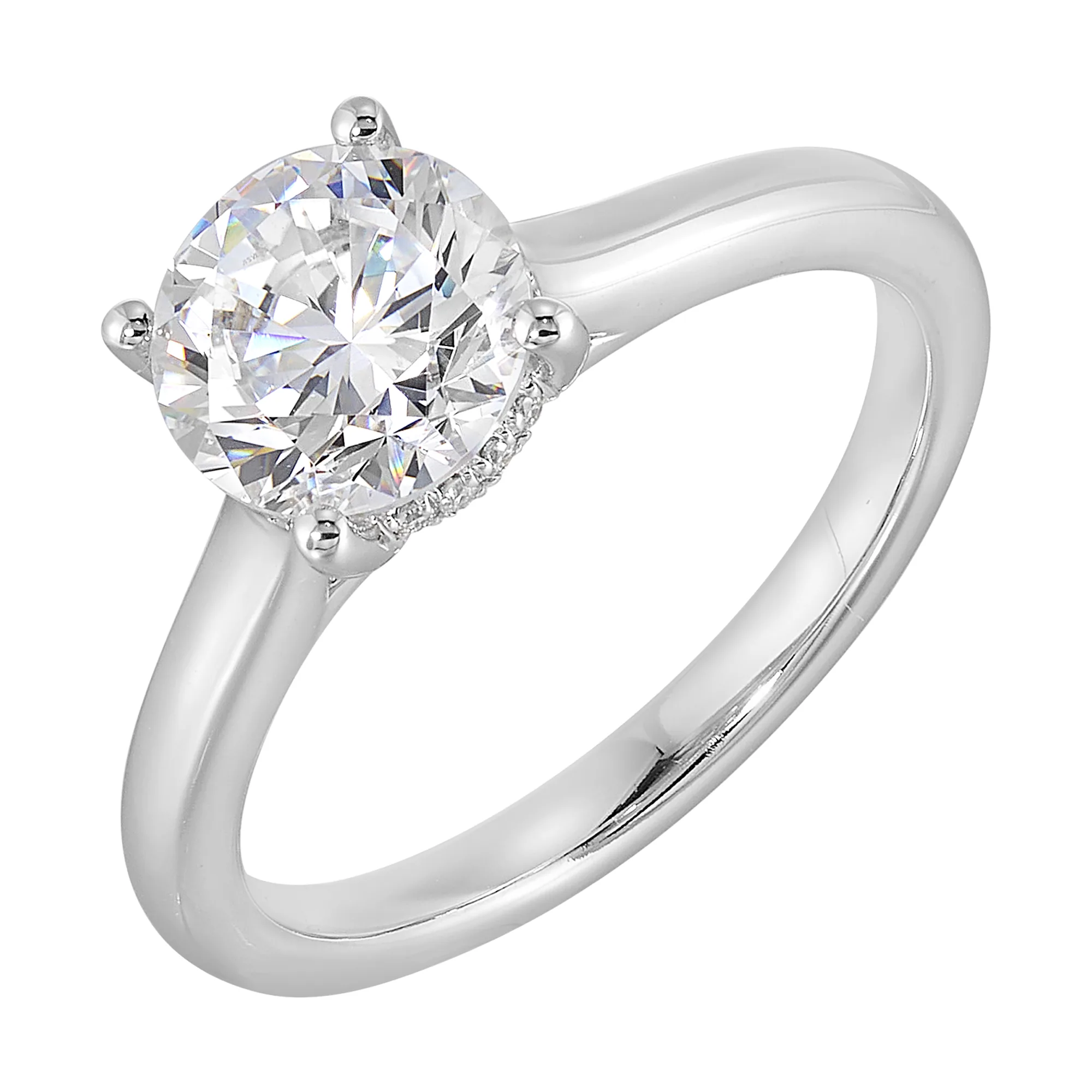 14Kt White Yellow Semi Mount 1/20Ctw For 1 1/2Ct Round Center view 2