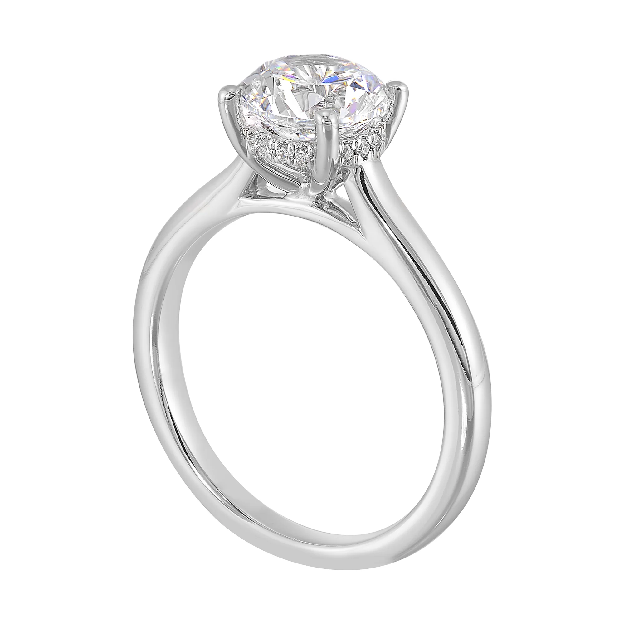 14Kt White Yellow Semi Mount 1/20Ctw For 1 1/2Ct Round Center view 3