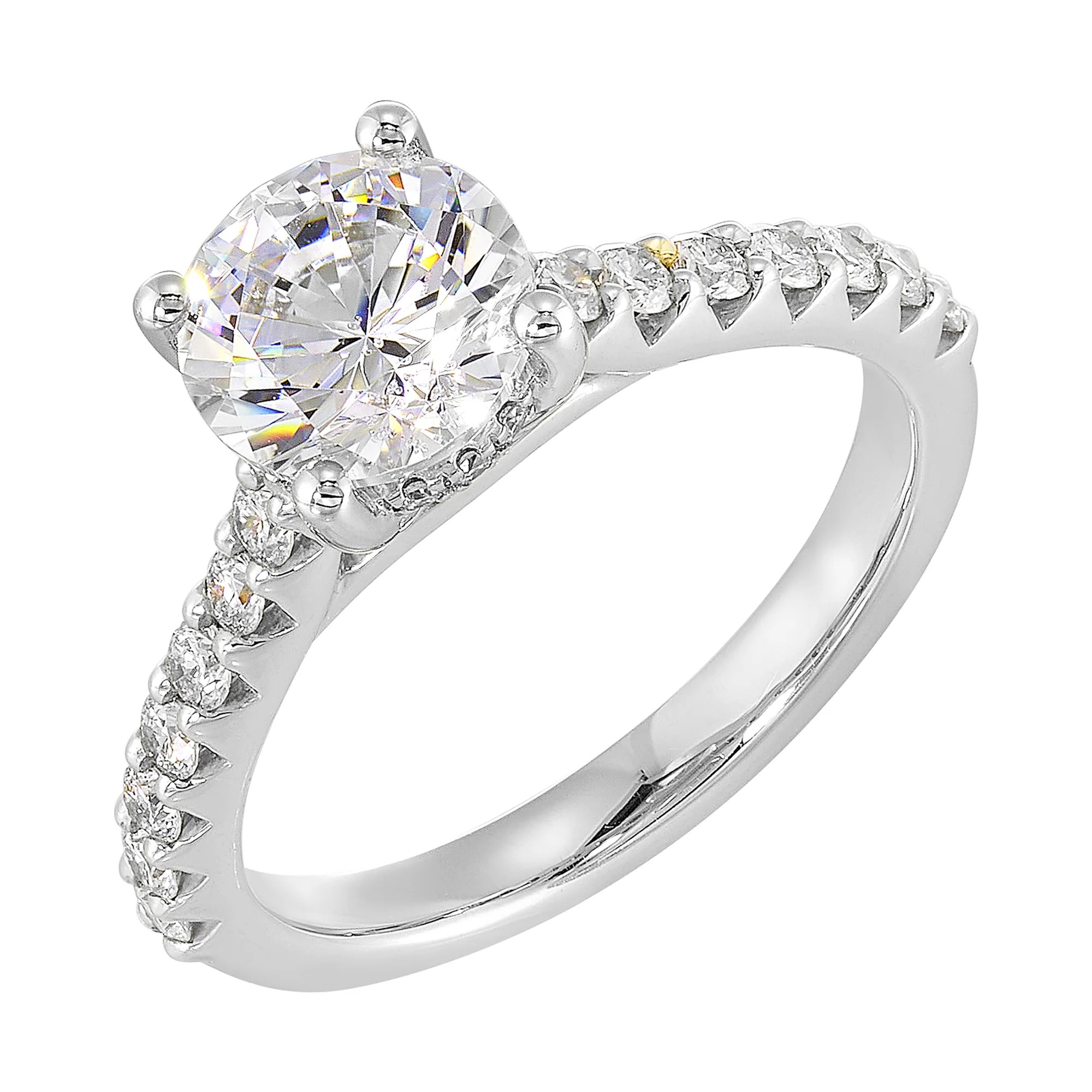 14Kt White Semi Mount 1/2Ctw For 1 1/2Ct Round Center view 2