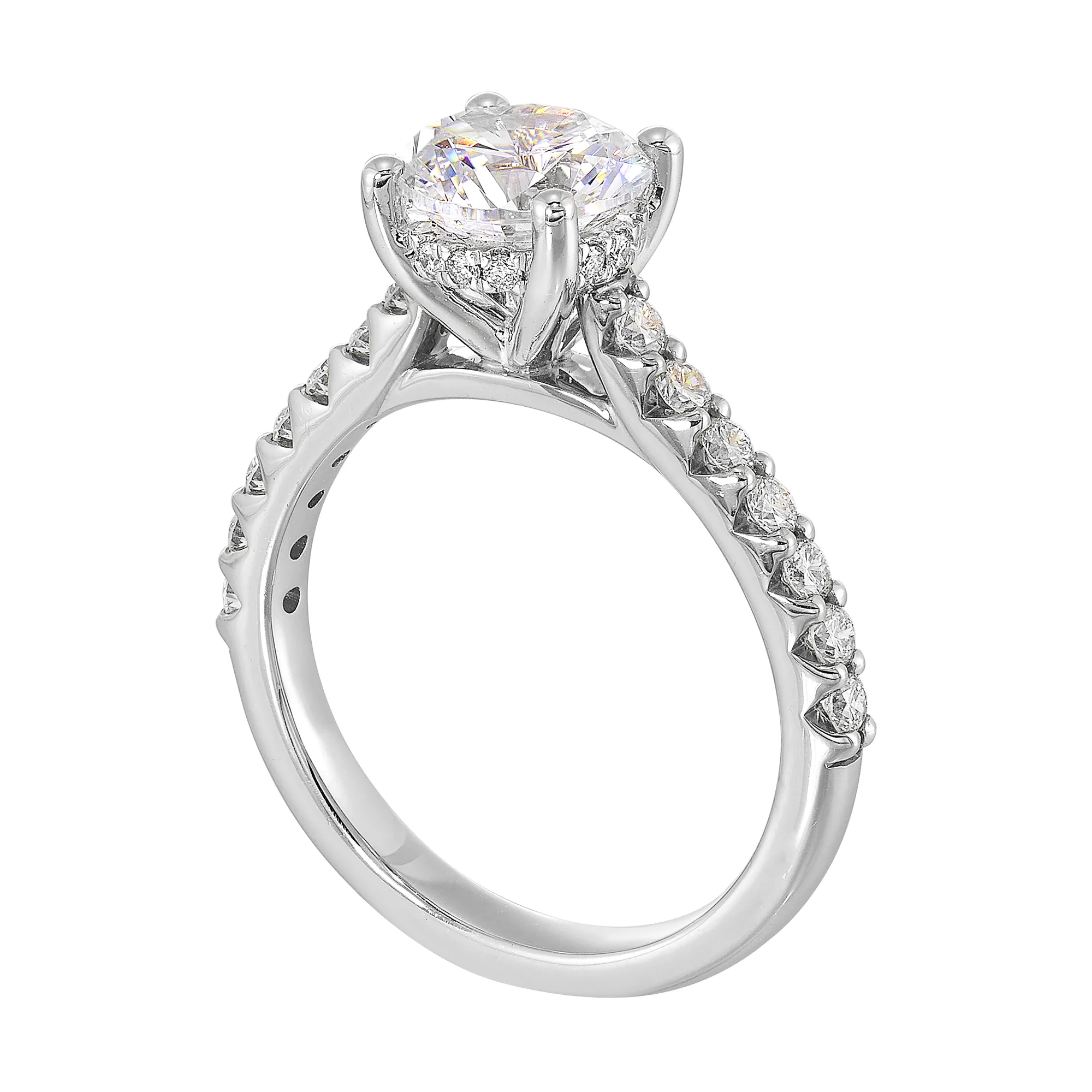 14Kt White Semi Mount 1/2Ctw For 1 1/2Ct Round Center view 3