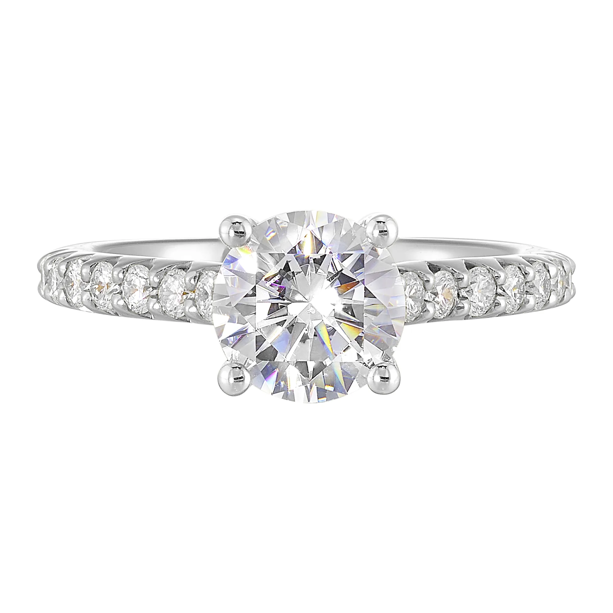 14Kt White Semi Mount 1/2Ctw For 1 1/2Ct Round Center