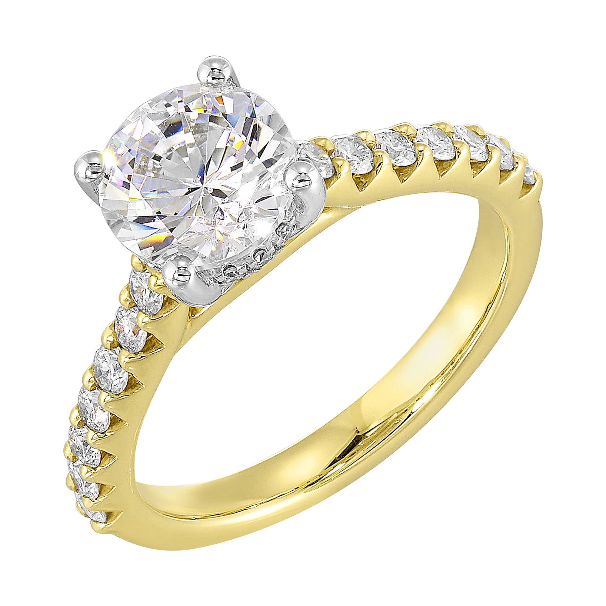14Kt White Yellow Semi Mount 1/2Ctw For 1 1/2Ct Round Center view 2