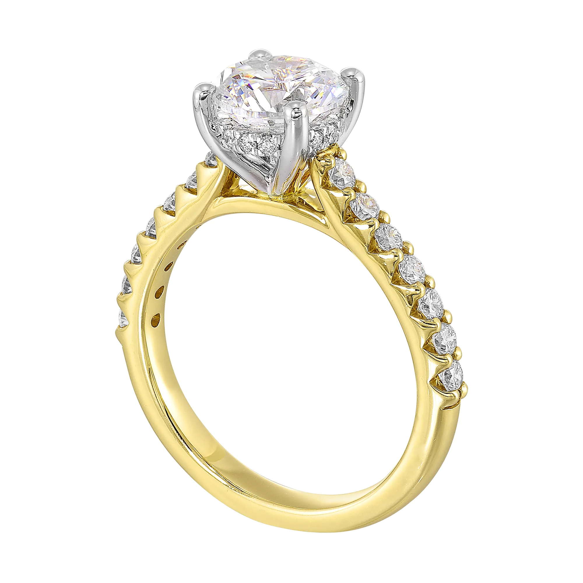 14Kt White Yellow Semi Mount 1/2Ctw For 1 1/2Ct Round Center view 3