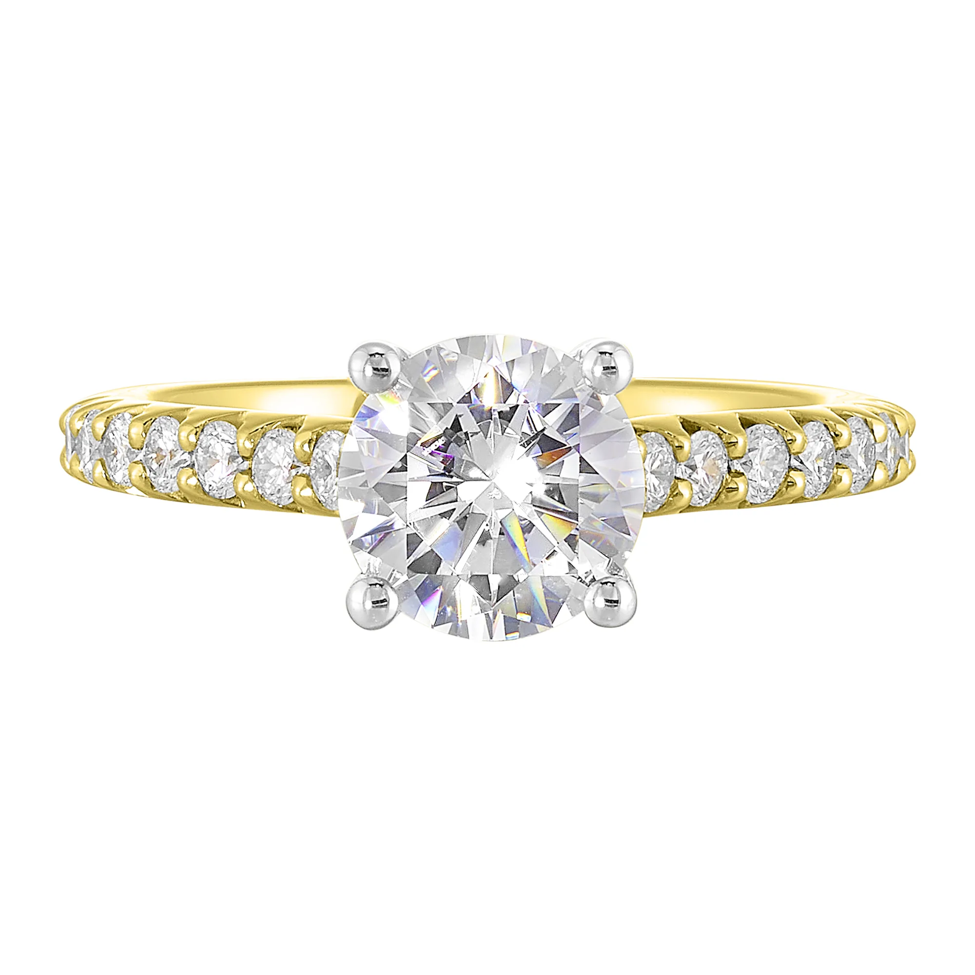 14Kt White Yellow Semi Mount 1/2Ctw For 1 1/2Ct Round Center