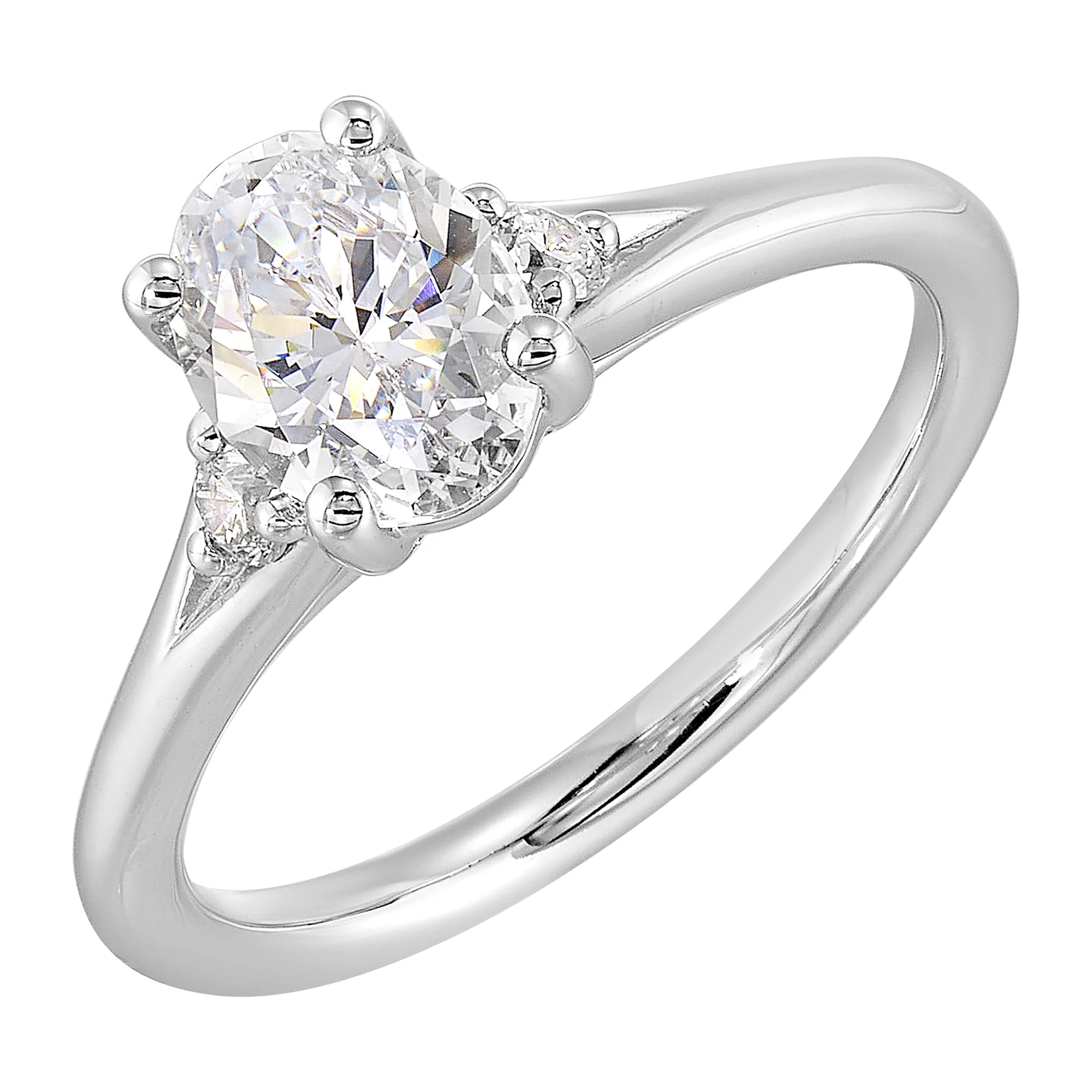 14Kt White Semi Mount 1/10Ctw For 1Ct Oval Center view 2