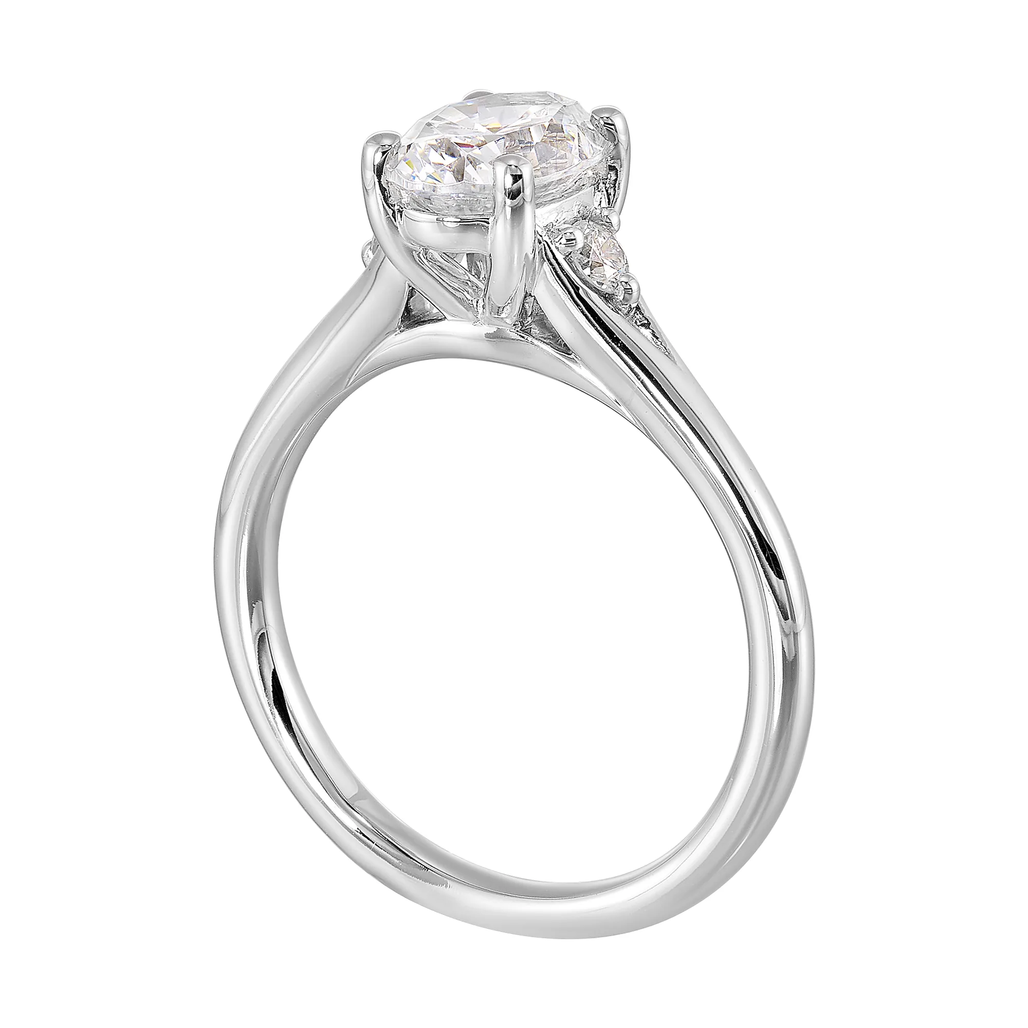 14Kt White Semi Mount 1/10Ctw For 1Ct Oval Center view 3