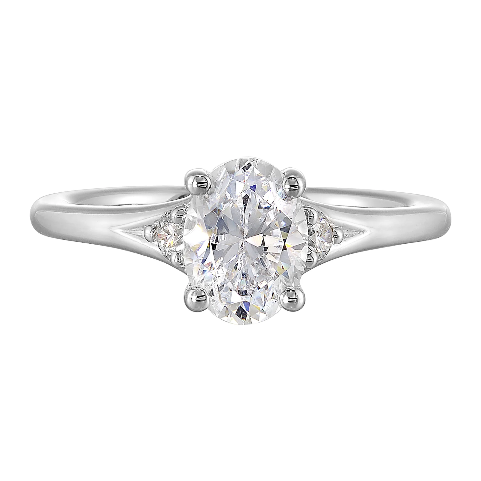 14Kt White Semi Mount 1/10Ctw For 1Ct Oval Center