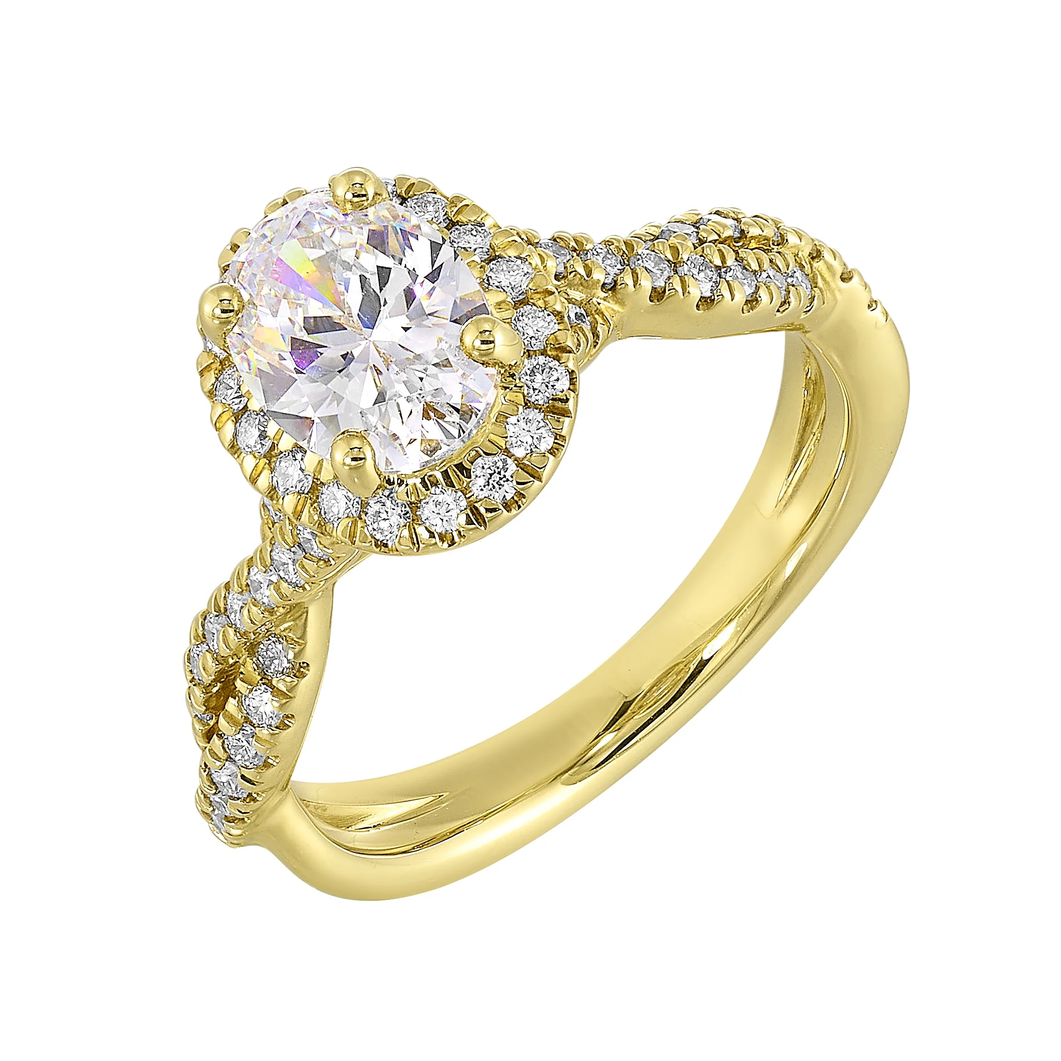 14Kt Yellow Semi Mount 3/8Ctw For 1Ct Oval Center view 2