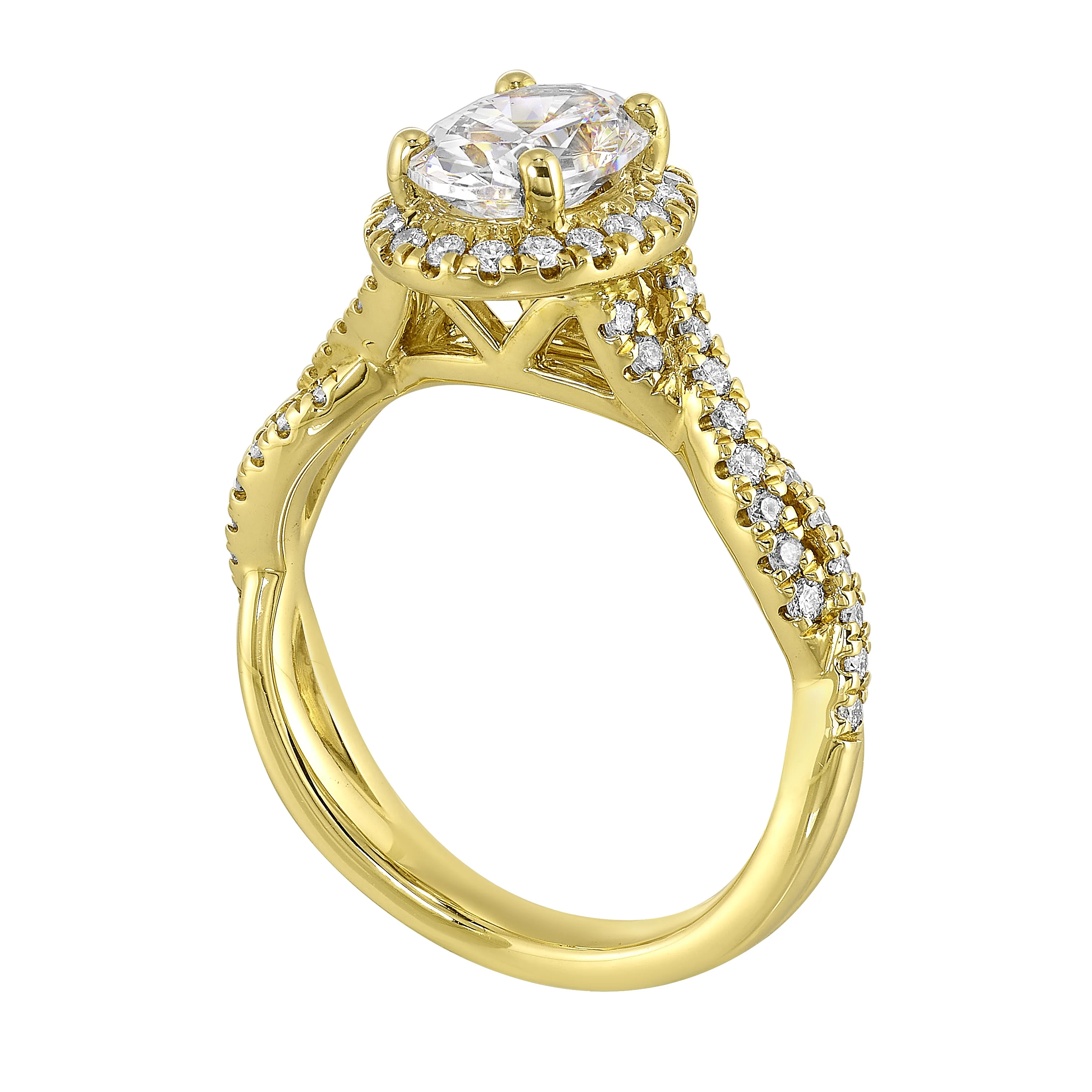 14Kt Yellow Semi Mount 3/8Ctw For 1Ct Oval Center view 3