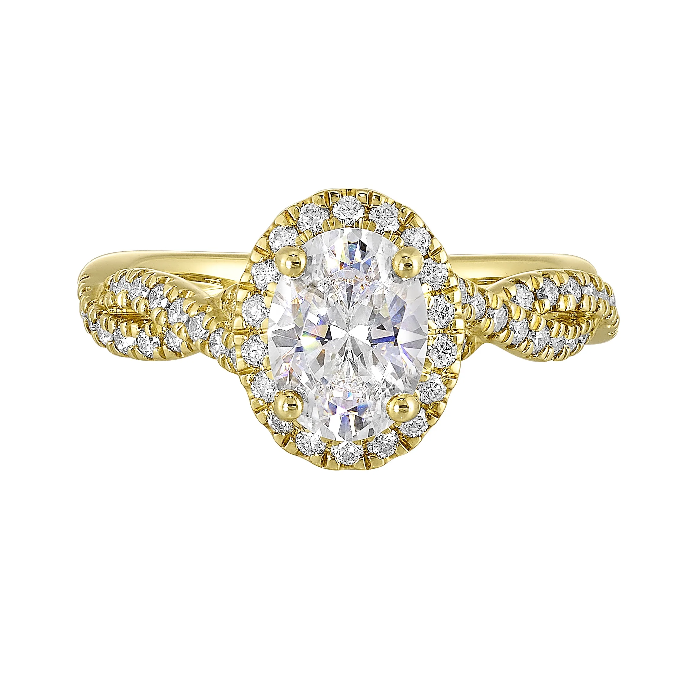 14Kt Yellow Semi Mount 3/8Ctw For 1Ct Oval Center